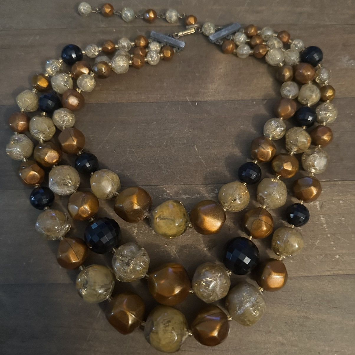 Vintage Vintage chunky layered gold, copper and black bead necklace Size ONE SIZE - 2 Thumbnail
