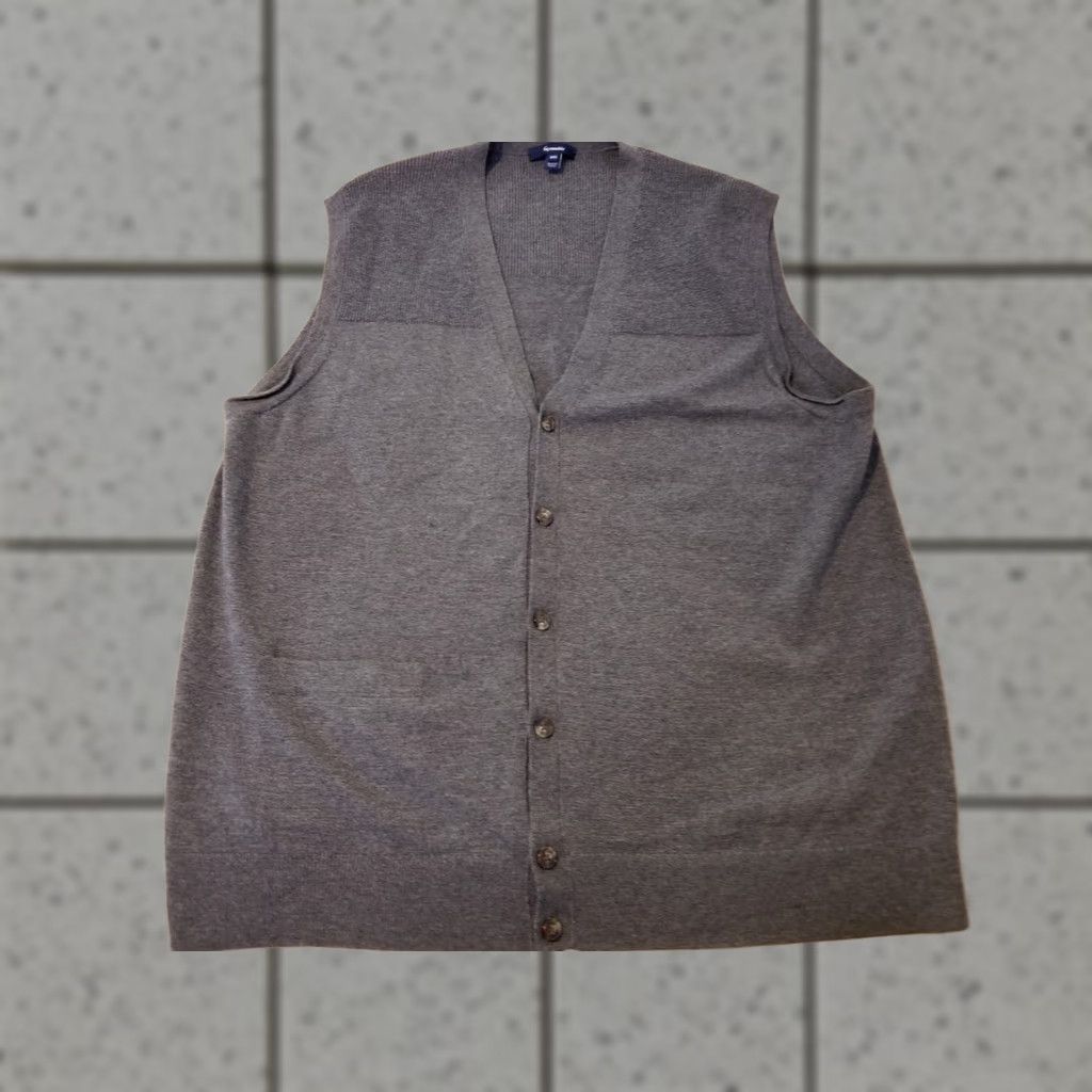 Faconnable Mens Faconnable Wool Vest 2XL Gray Vest Mens Wool Solid Button Casual 2XL Overall Warmth Winter Fall Spring Clothing Size US XXL / EU 58 / 5 - 1 Thumbnail