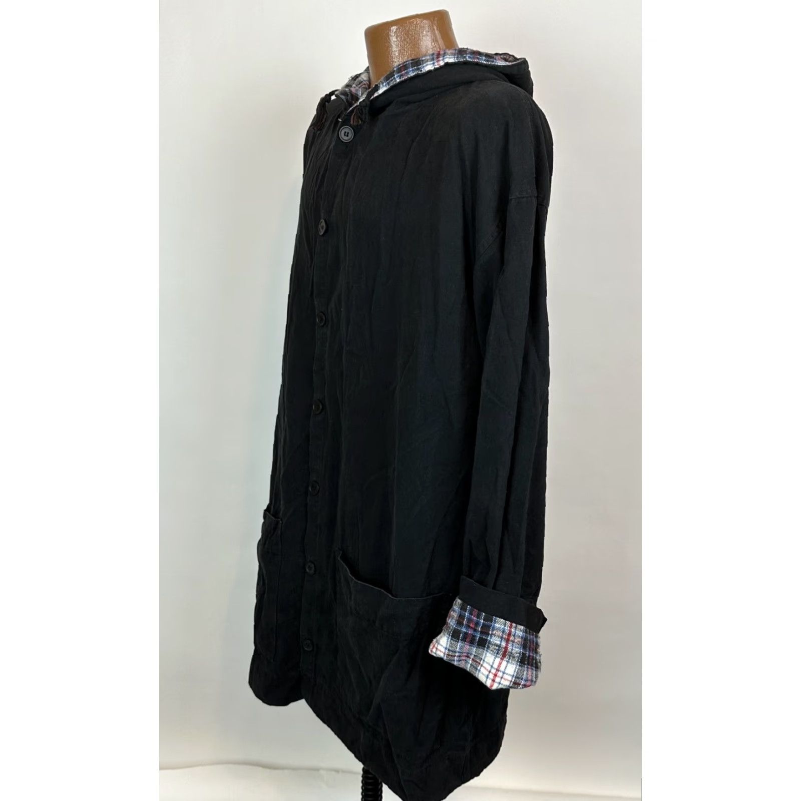 Vintage Vintage 90s Hooded Jacket Adult Large Relaxed Fit Minimal Plaid Flannel Lined Size US L / EU 52-54 / 3 - 7 Thumbnail