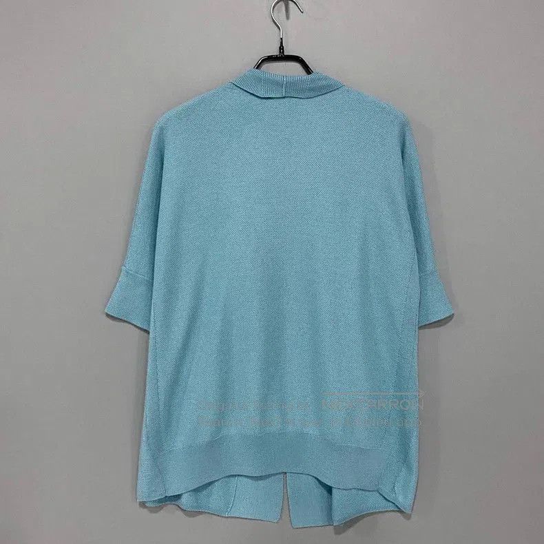 Loro Piana Loro Piana Light Blue Cashmere Short Sleeve Cardigan Size L / US 10 / IT 46 - 3 Thumbnail