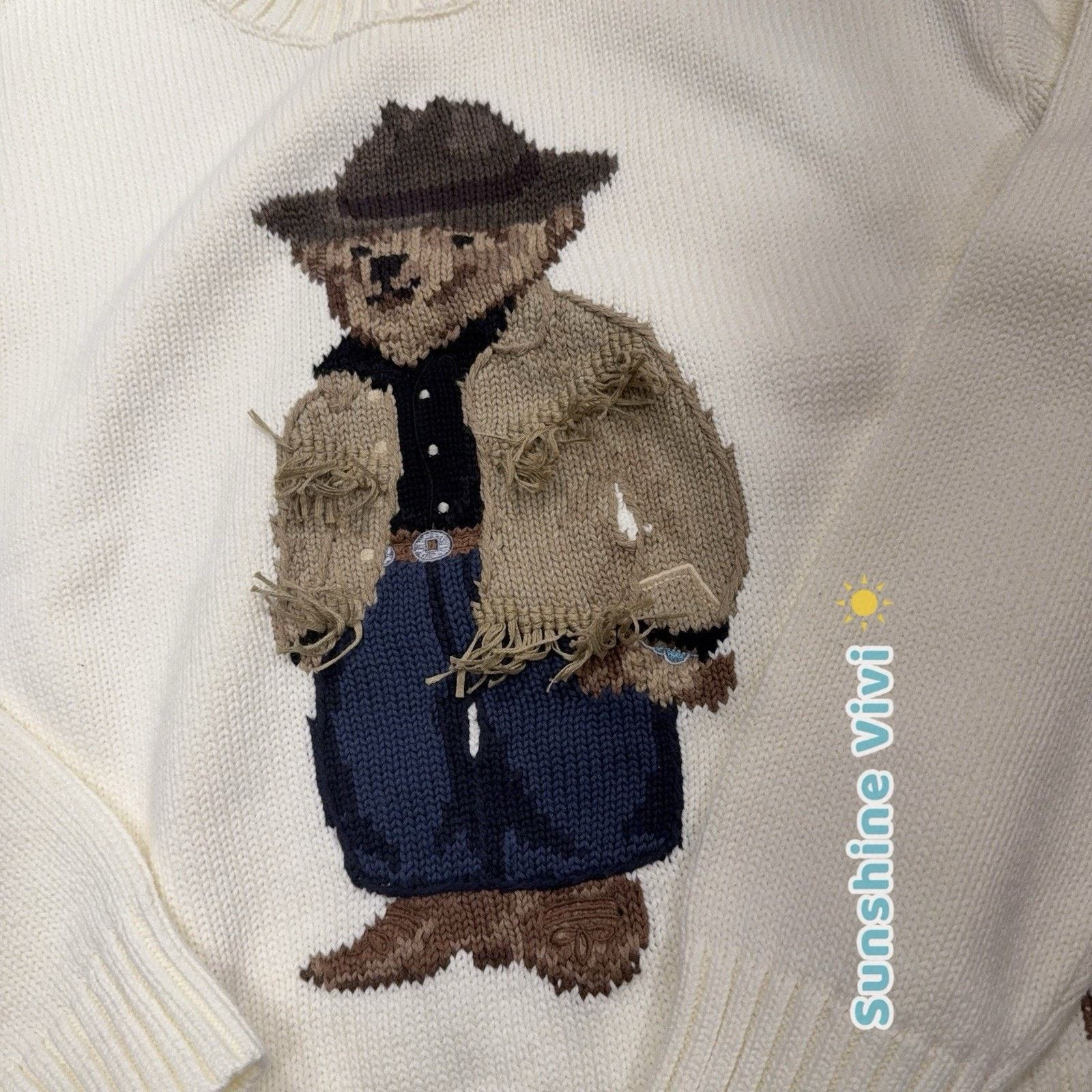 Ralph Lauren Purple Label NWT Ralph Lauren Women Bear Suit Crewneck Sweatshirt White Size US M / EU 48-50 / 2 - 2 Thumbnail