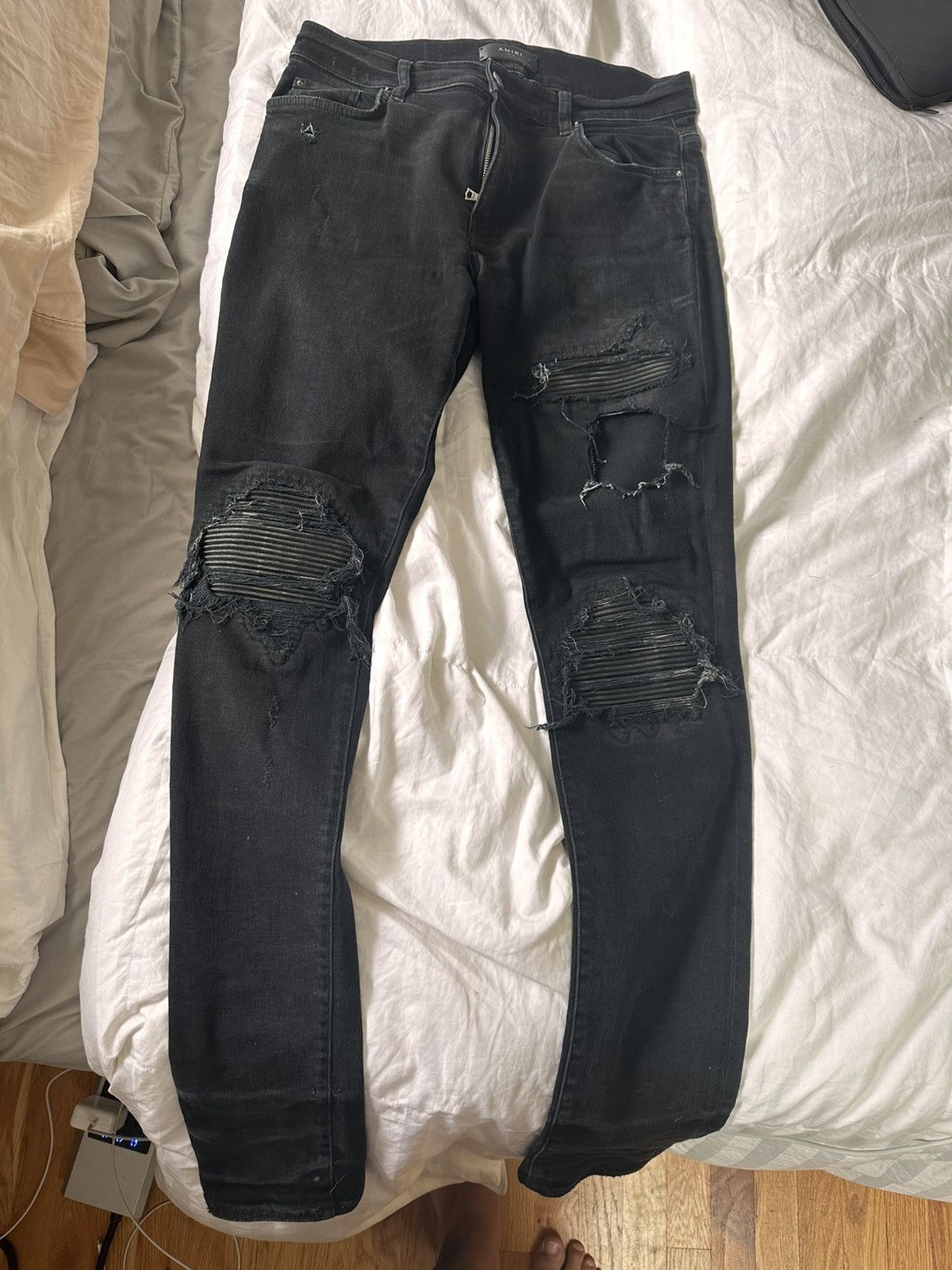 Amiri Amiri Black Biker Thrasher Jean Size US 32 / EU 48 - 1 Thumbnail
