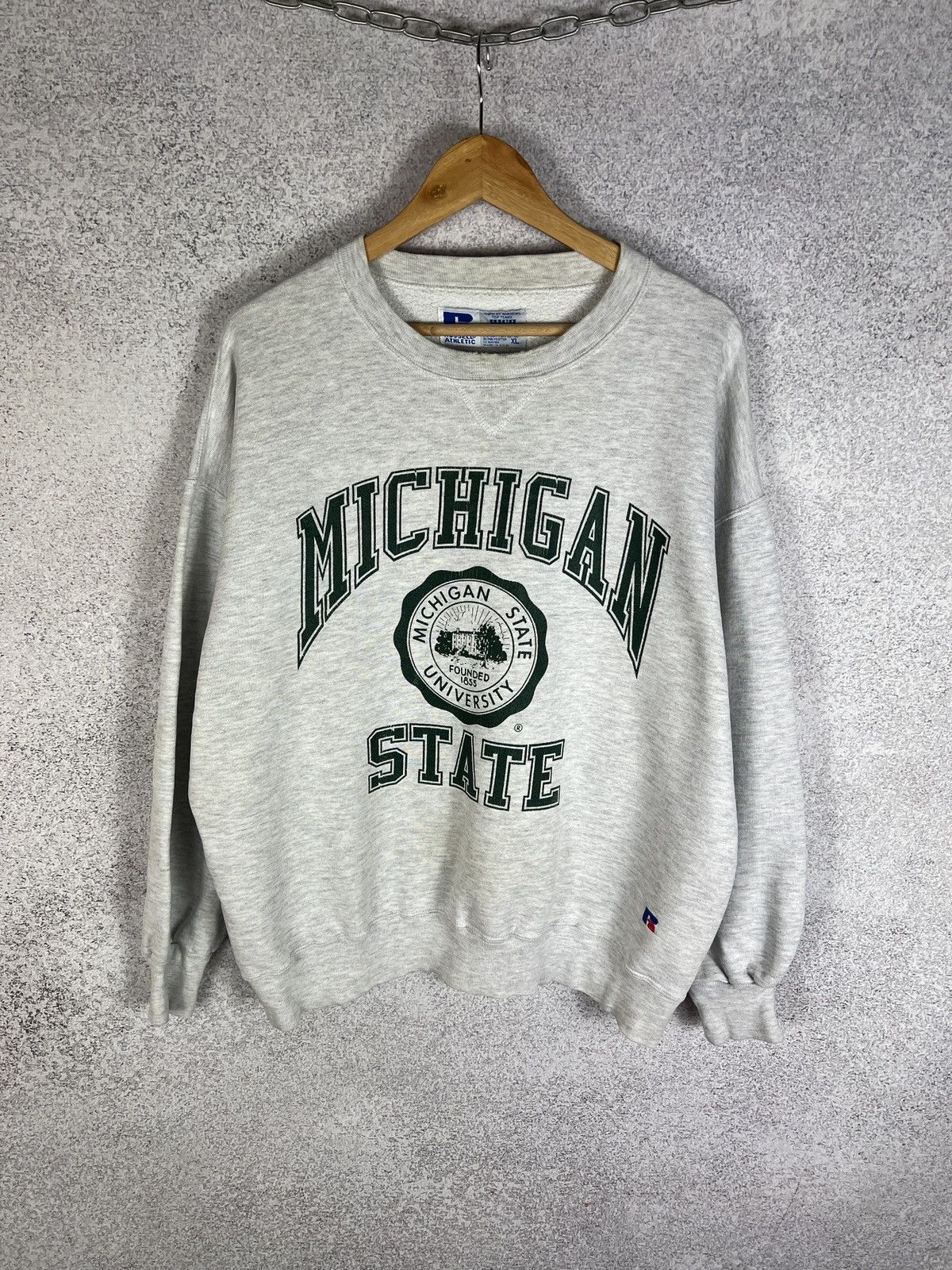 Russell Athletic Vintage 80s Russel Atlantic Michigan State University Hoodie Size US XL / EU 56 / 4 - 1 Thumbnail
