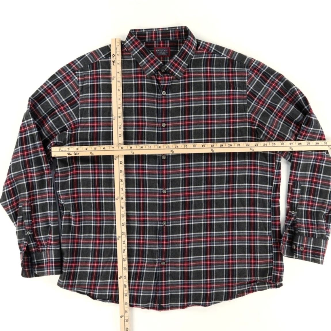 UNTUCKit Untuckit Holmberg Flannel Cotton Plaid Long Sleeve Button Up Shirt Green Men's 2XL Size US XXL / EU 58 / 5 - 3 Thumbnail