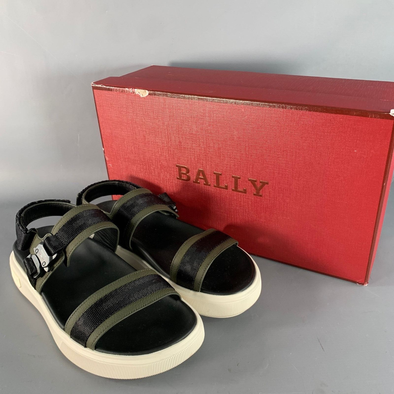 Bally BALLY Jere Black Charcoal Nylon Rubber Sole Buckle Sandals Size US 7 / EU 40 - 8 Thumbnail