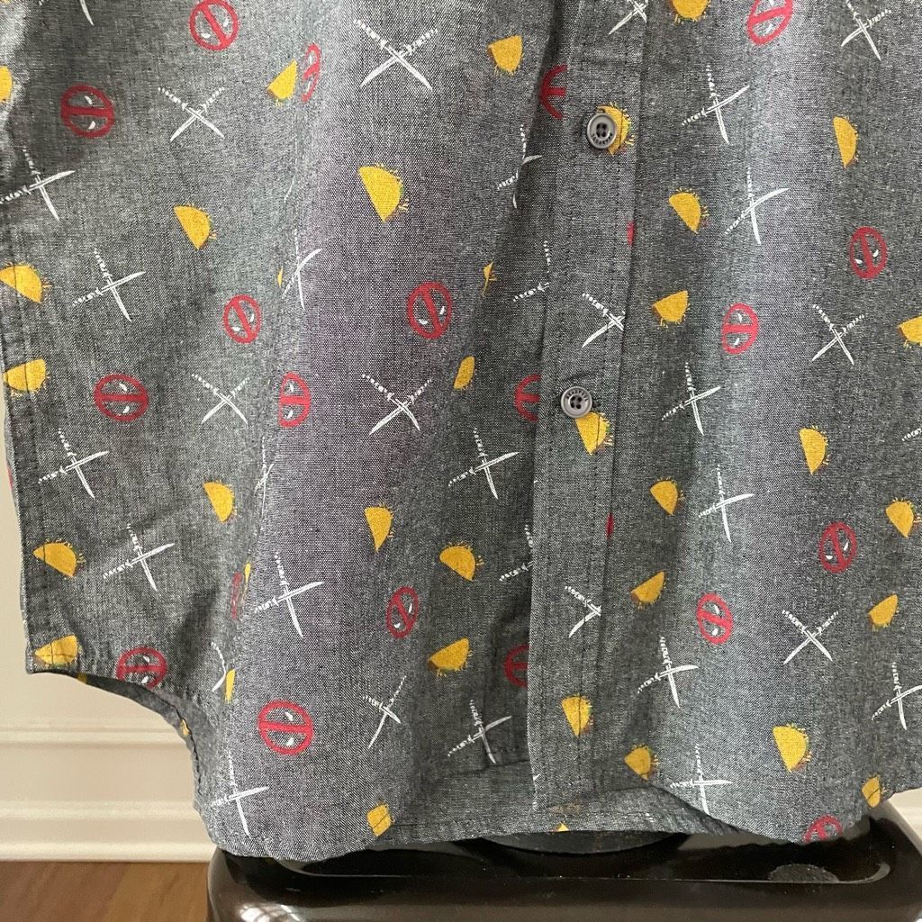 Marvel Comics NWT Hot Topic Marvel Deadpool Taco Party Woven Short Sleeve Size US XL / EU 56 / 4 - 8 Thumbnail