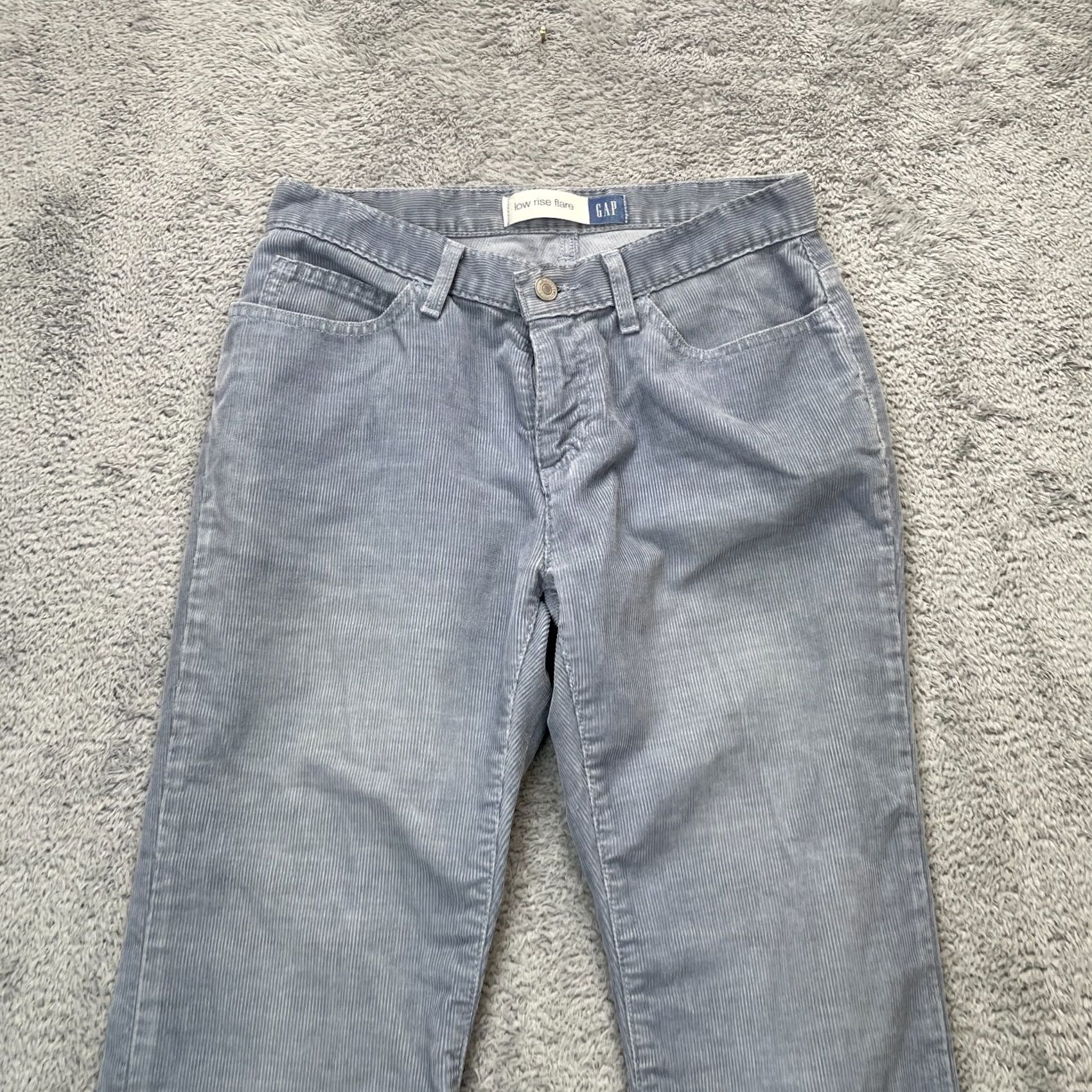 Gap Gap Blue Corduroy Low Rise Flared Leg Pants Womens Small 28 Inseam 31 Ankle Regular Fit Logo Pocket Button Zipper Size 28" / US 6 / IT 42 - 4 Thumbnail