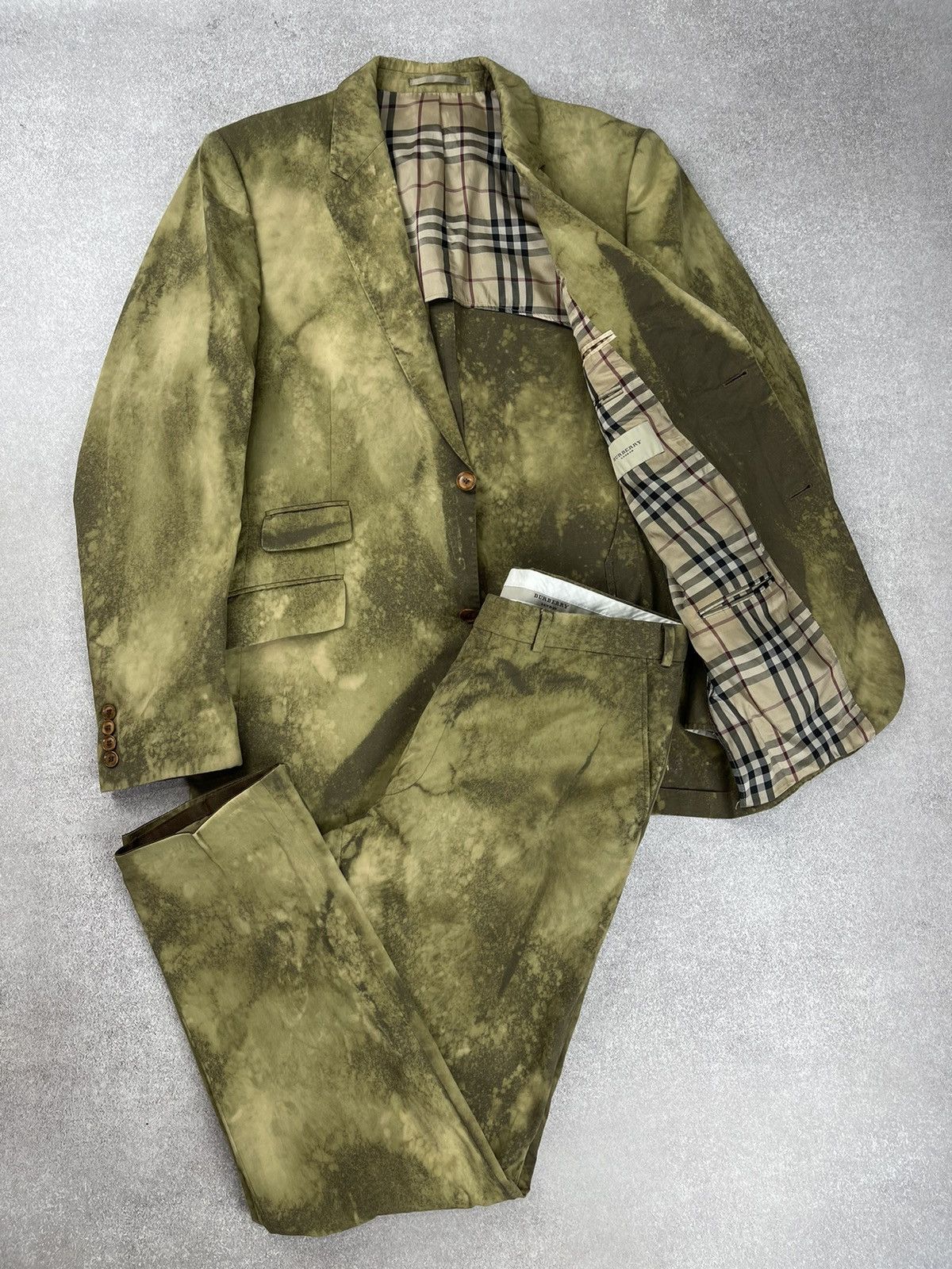 Burberry × Vintage Vintage Burberry Custom Tie Dye Suit Blazer Trousers Size 52 Size 52R - 1 Thumbnail