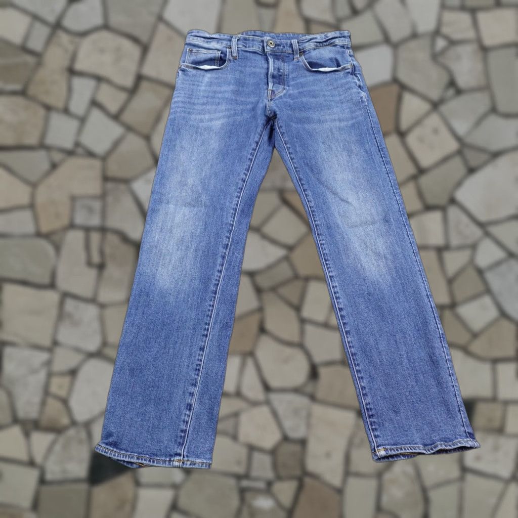 Vintage G-Star RAW Jeans 30x30 Blue Denim 3301 Straight Button Fly 5-Pocket Mens Slim/Faded Flex Size US 30 / EU 46 - 1 Thumbnail