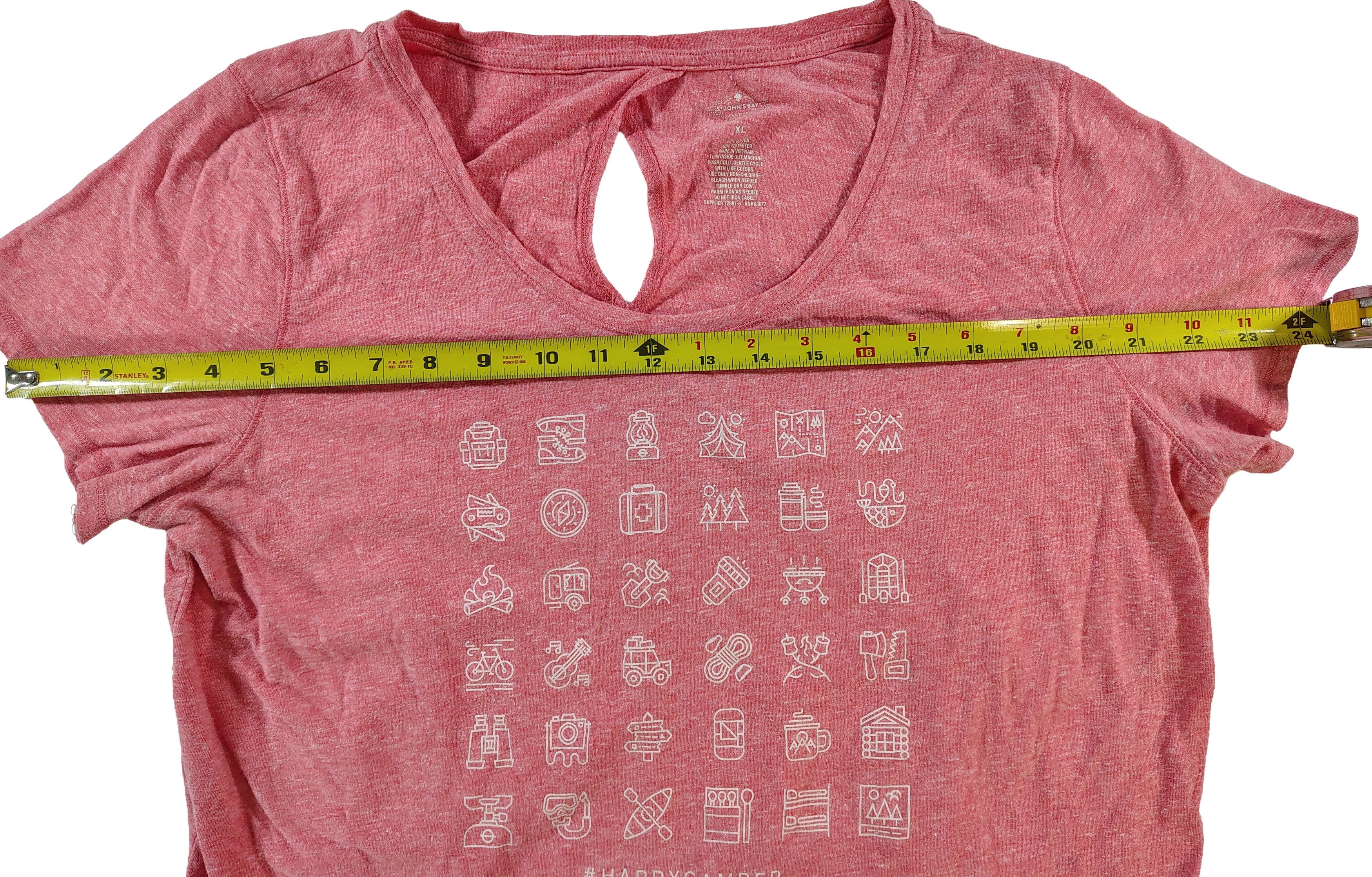 St. Johns Bay Women's Pink XL St. Johns Bay Active #Happy Camper T-Shirt Size XL / US 12-14 / IT 48-50 - 7 Thumbnail