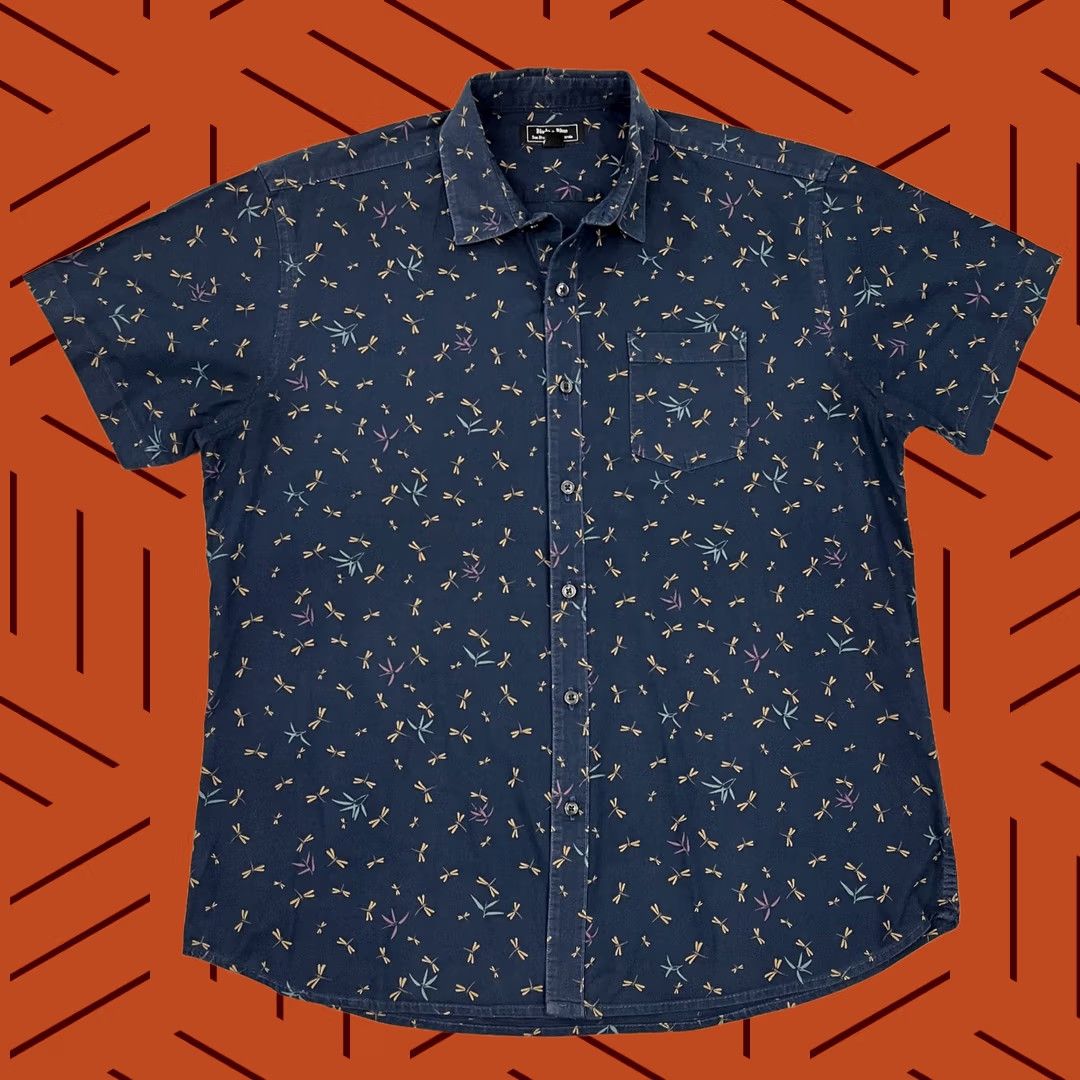 Vintage Blade + Blue USA Shirt Mens L Button-Up Short Sleeve Cam Blue Butterfly Print Preppy S/S Size US L / EU 52-54 / 3 - 1 Thumbnail