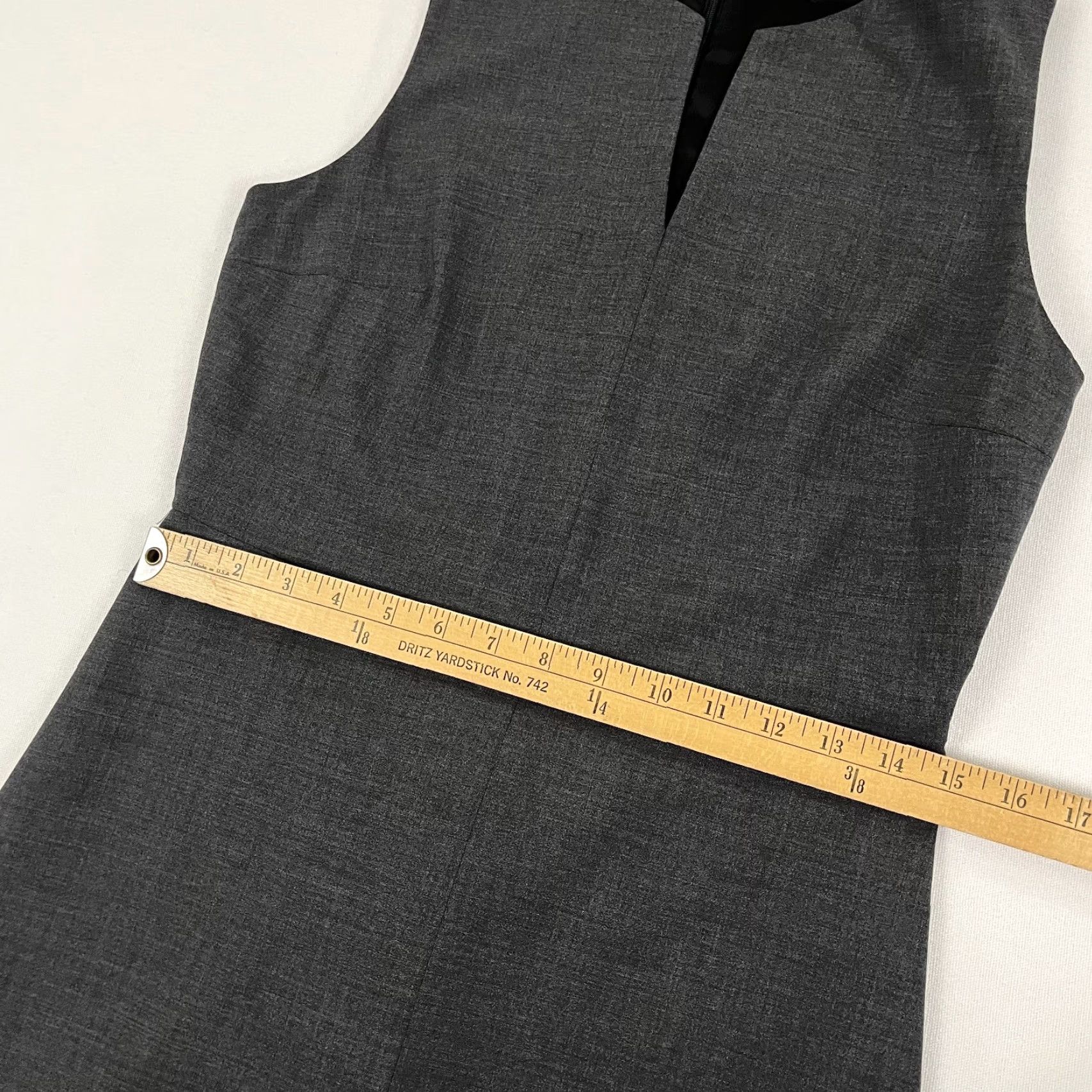 Theory Theory Sheath Dress Womens Size 4 Gray Wool Blend Midi Cocktail Zip V-Neck Sleeveless Size S / US 4 / IT 40 - 5 Thumbnail