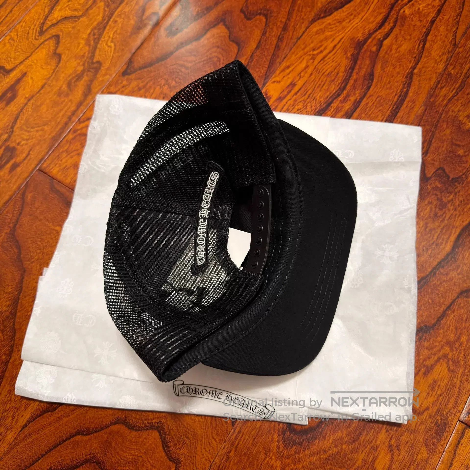 Chrome Hearts Black Trucker Hat with White Cross Embroidery. Size ONE SIZE - 3 Thumbnail
