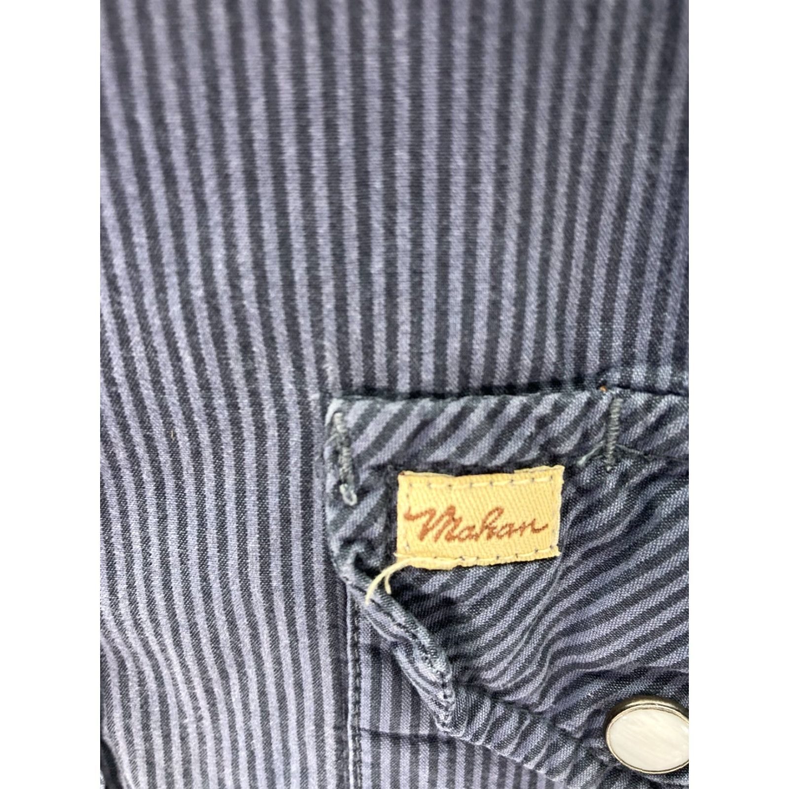 Vintage Larry Mahan Snap Front Shirt Mens M Blue Striped Long Sleeve Pockets Logo Cowboy Shirt Size US M / EU 48-50 / 2 - 6 Thumbnail