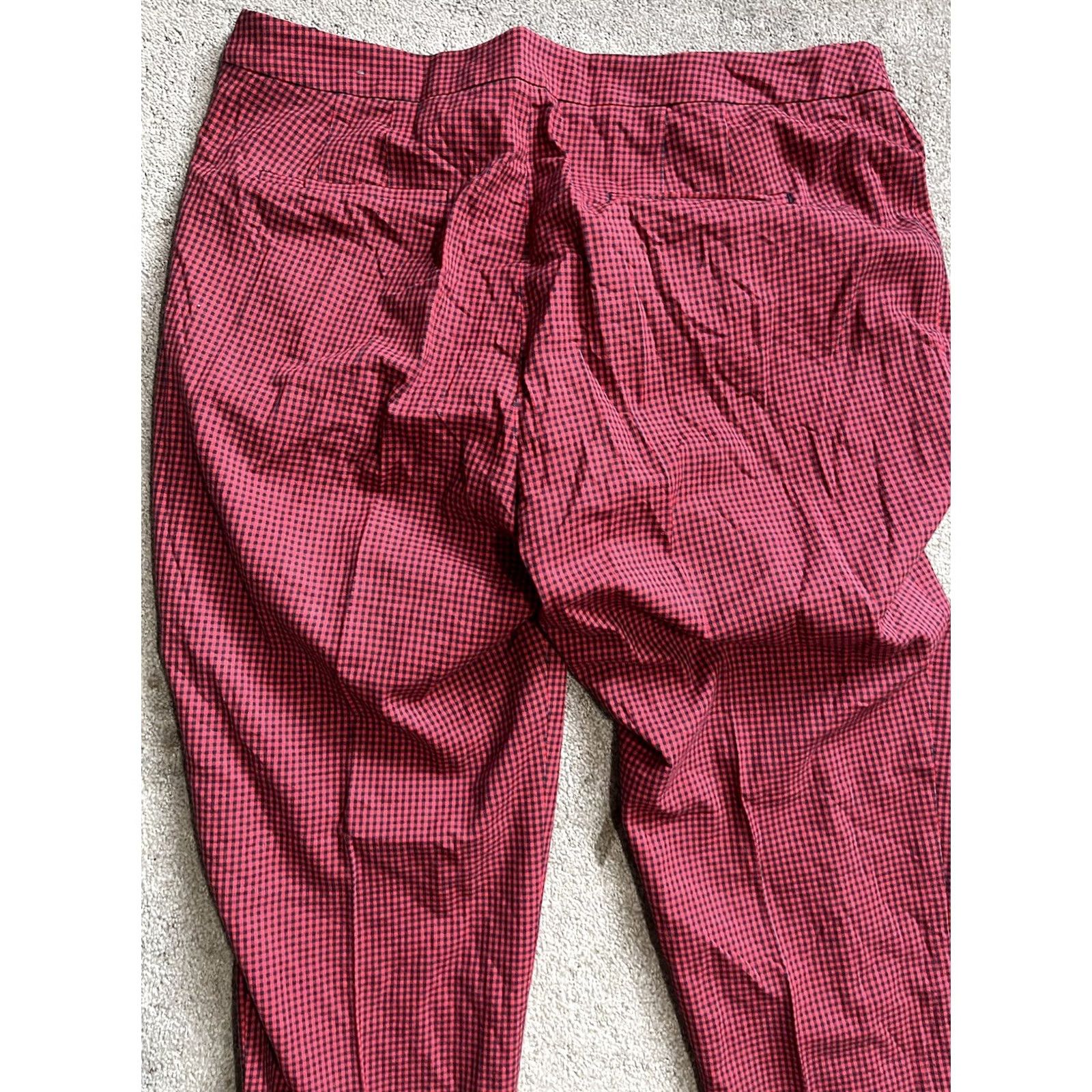 Talbots Talbots Chatham Ankle Pants Womens 18 Red Gingham Plaid Curvy Fit Size 40" / US 18 - 4 Thumbnail