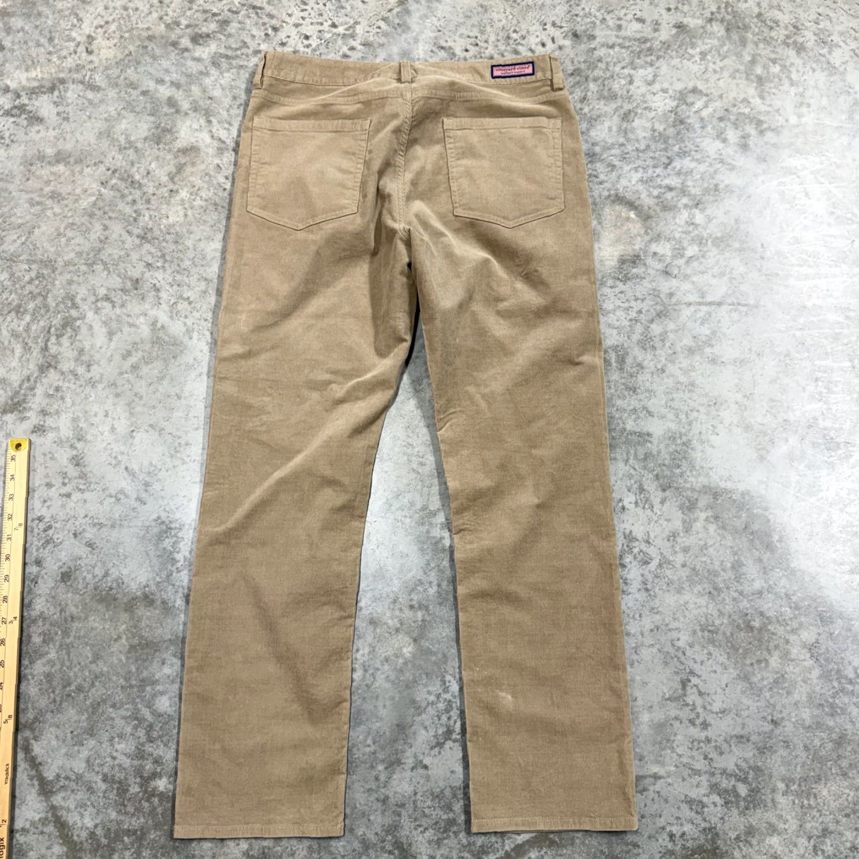 Vineyard Vines Vineyard Vines Pants Mens 34x30 Beige Corduroy 5-Pocket Stretch Straight Leg Khakis Tailored Flat Front 5-Pocket Design Mens Beige Corduroy Pants Size US 34 / EU 50 - 4 Thumbnail