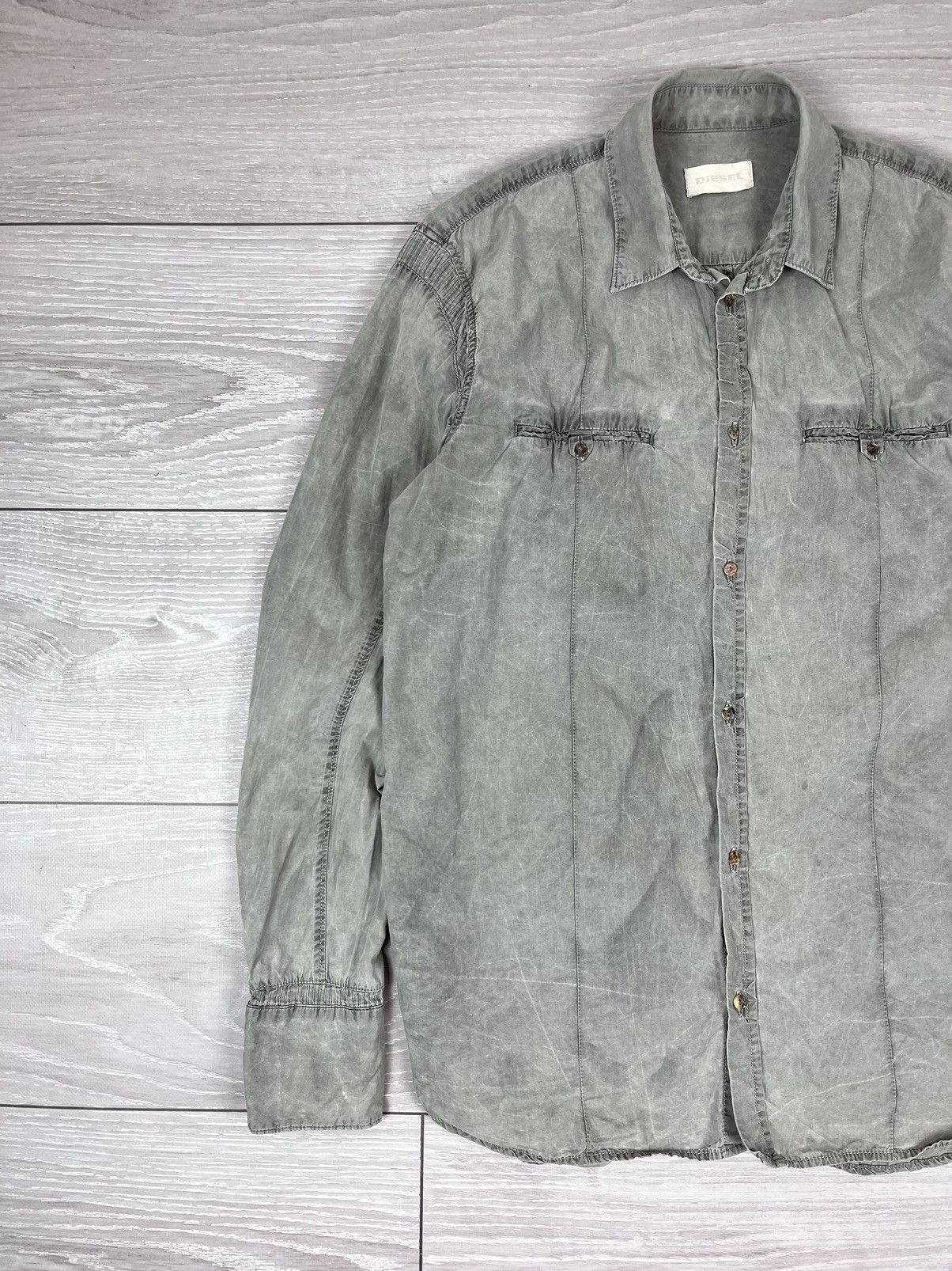 Diesel Diesel Vintage 00s Avante Garde Washed Dyed Button Shirt Size US L / EU 52-54 / 3 - 3 Thumbnail