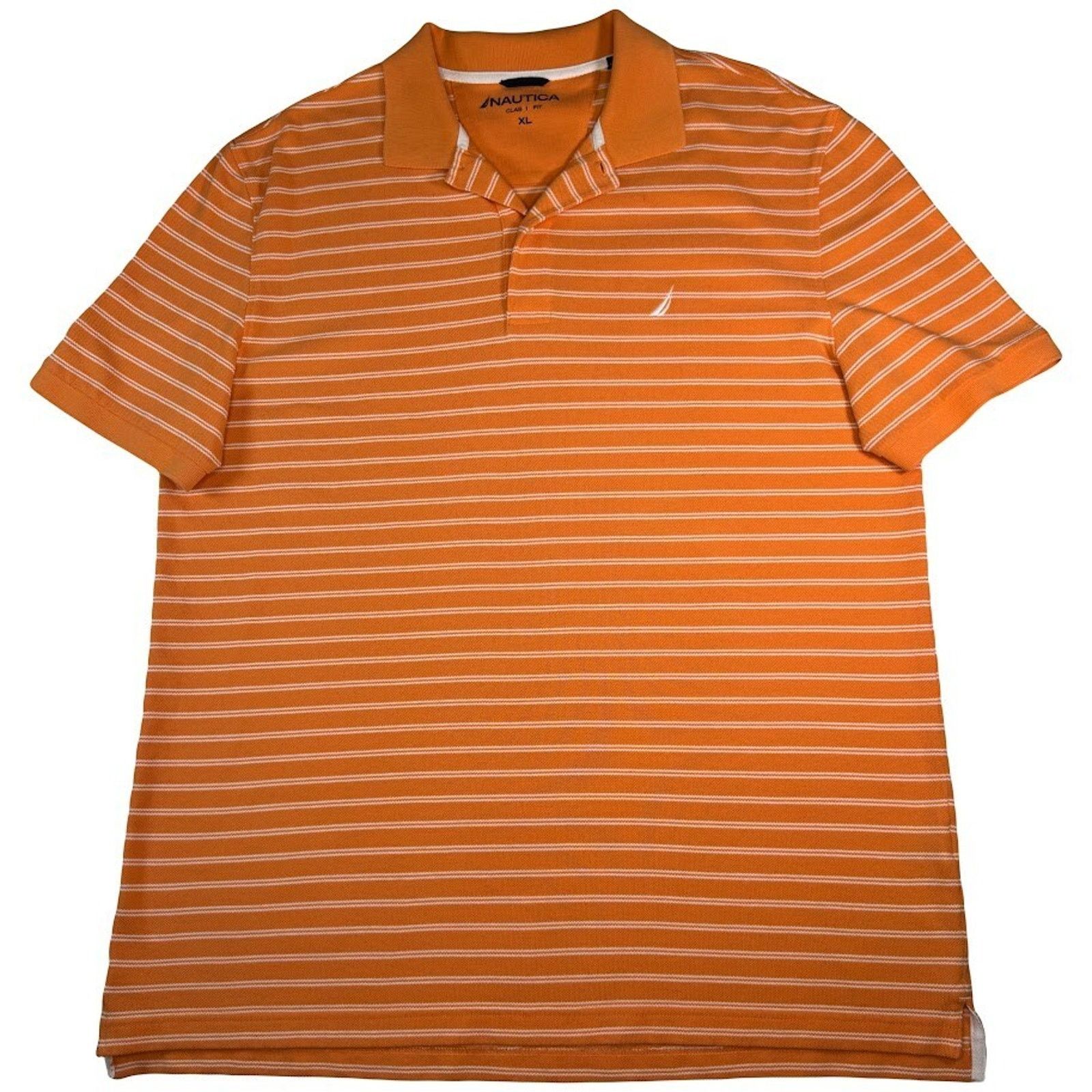 Nautica Nautica Men's Classic Fit Tee Striped Polo Shirt Orange XL Size US XL / EU 56 / 4 - 1 Thumbnail