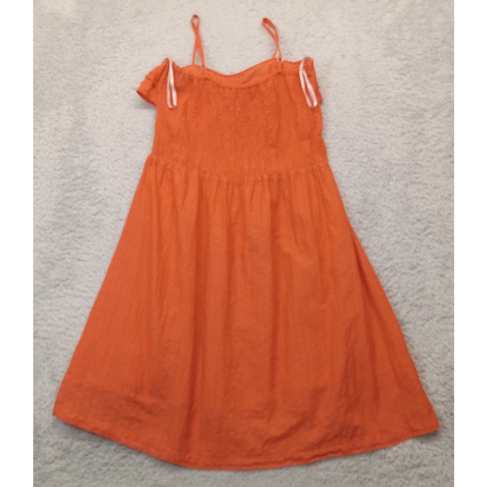 & Other Stories Atmosphere Sun Dress Women's 6 Orange Ruffle Pockets Cotton Size S / US 4 / IT 40 - 4 Thumbnail