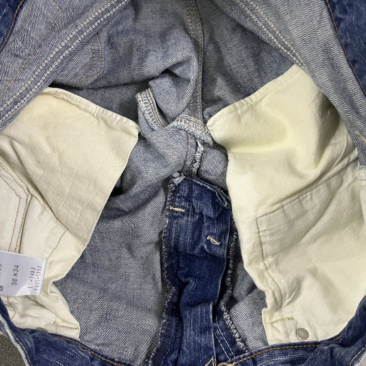 Edwin × Japanese Brand EDWIN 503 BLUE TRIP DISTRESSED PAINTED JEANS Size US 37 - 25 Thumbnail