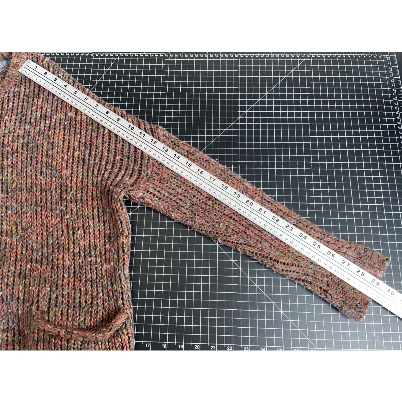 Vintage Wool Mohair Blend Sweater Women's Large Brown Open Knit Pullover Hand Pockets Size L / US 10 / IT 46 - 7 Thumbnail
