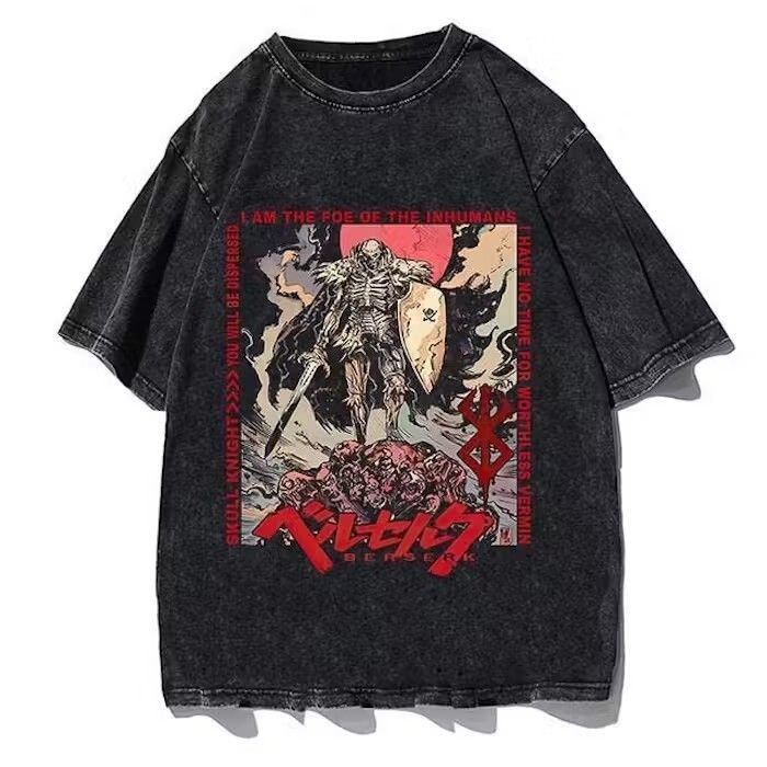 image of Vintage Washed T Shirt Berserk in Black, Men's (Size Medium)
