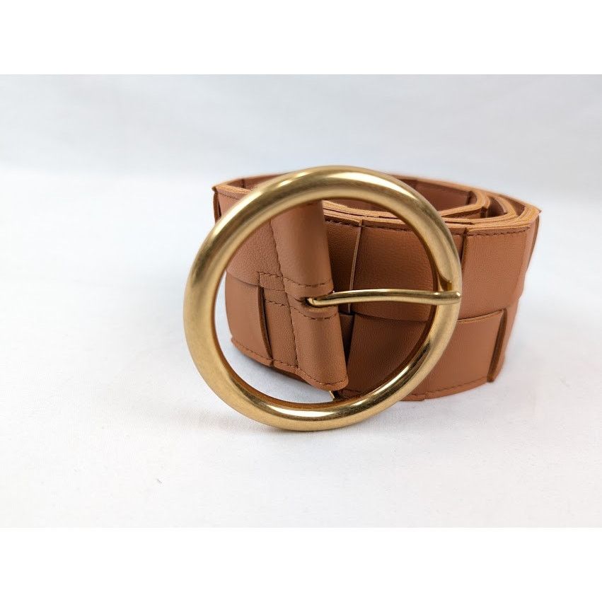 Bottega Veneta o1rshd1 Size: 85 / Intreccio Cintura Suede Belt in Clay/Gold Size ONE SIZE - 3 Thumbnail