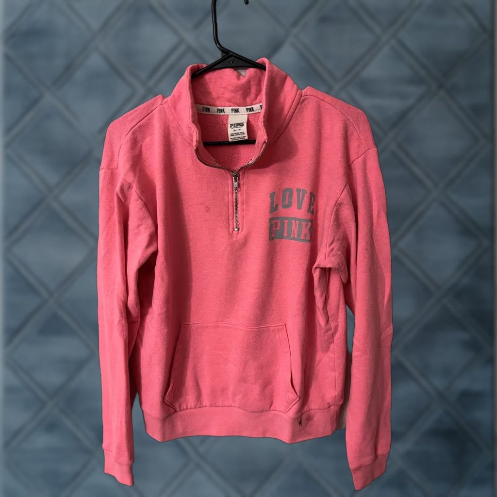 Pinko PINK Sweatshirt Women XS Logo 1/4 Zip Fleece Pullover Mock Neck Victoria's Secret PINK Clothes Sports Activewear Casual Womens Size XS / US 0-2 / IT 36-38 - 1 Thumbnail