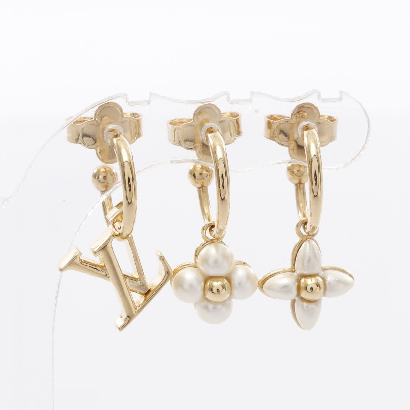 Louis Vuitton Louis Vuitton Lv Flogram Earrings Set Jewelry Earrings Metal Earrings M01025 in Gold, Women's