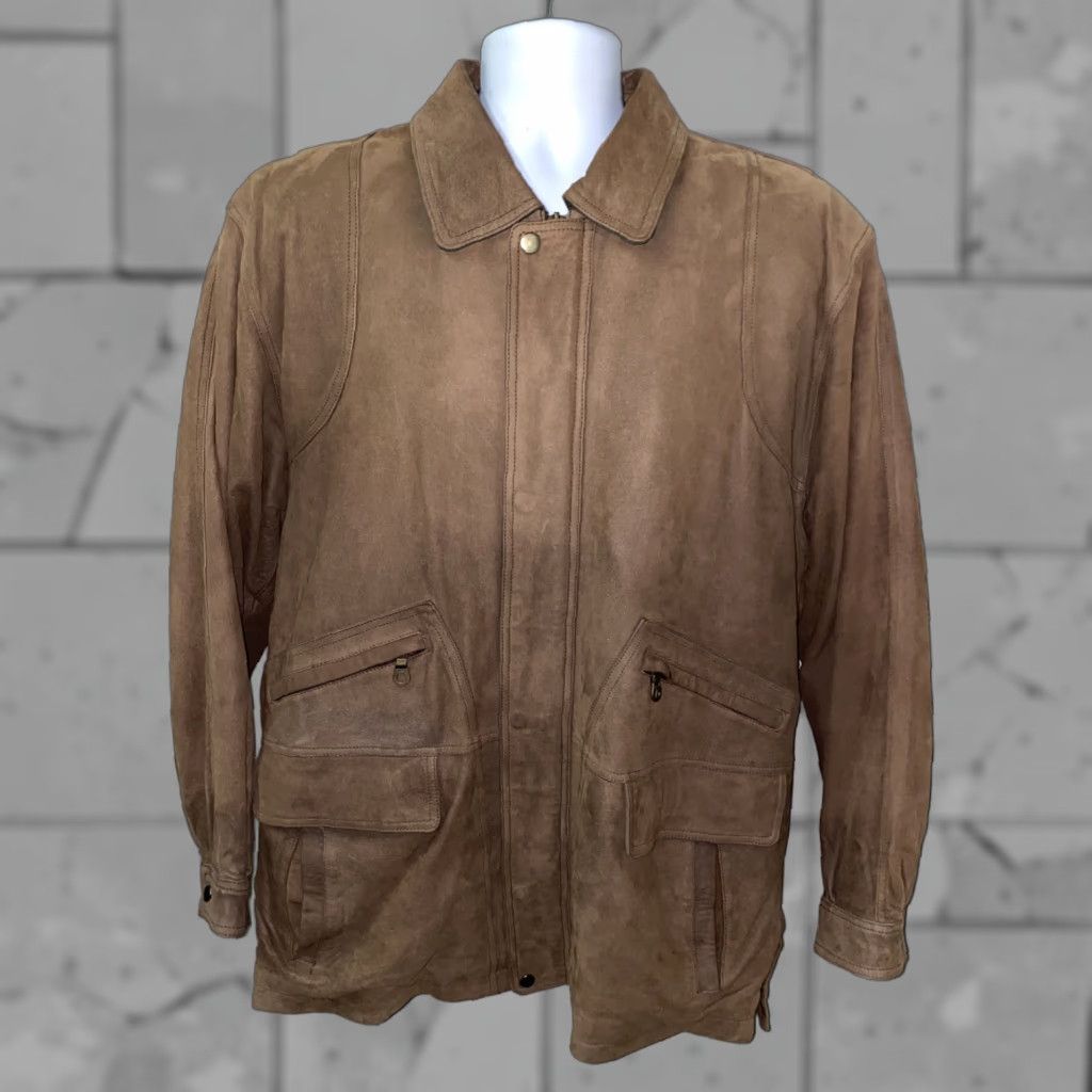 Vintage Reed Jacket Brown Leather Suede Plaid Lined Full Zip Size 40 Mens Size US XXS / EU 40 - 1 Thumbnail