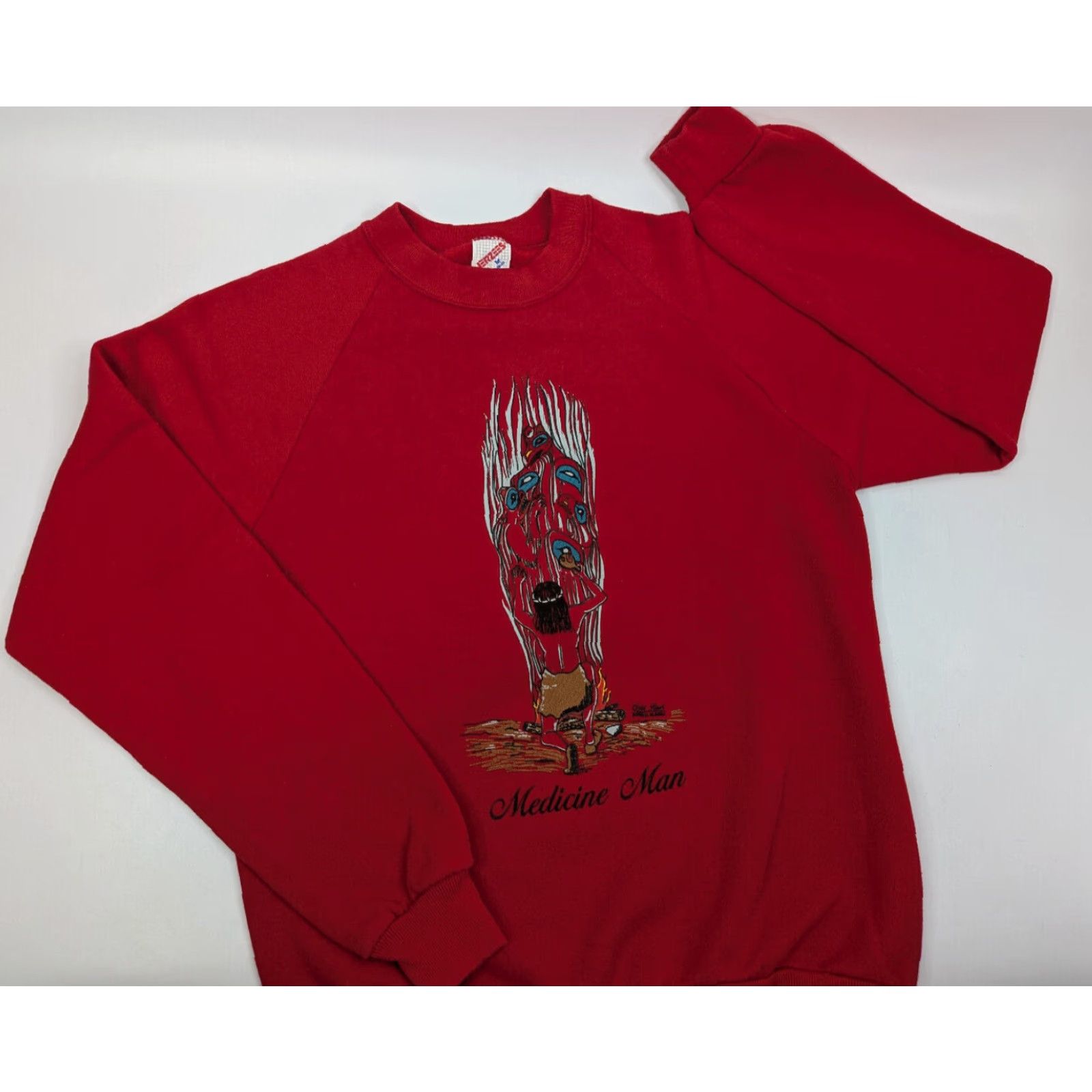 Jerzees VINTAGE Jerzees Alaska Medicine Man Crew Neck Pullover Sweatshirt Mens M Red Graphic Print 80s Size US M / EU 48-50 / 2 - 2 Thumbnail