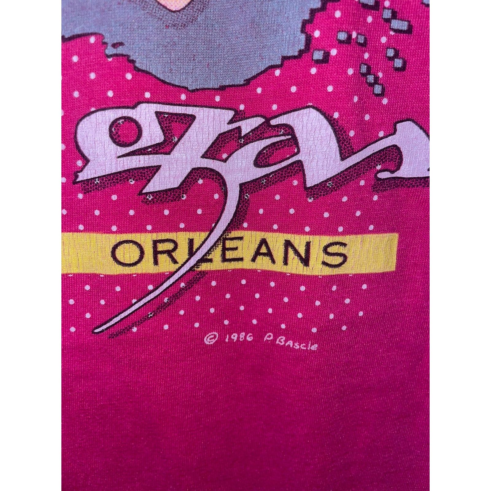 Hanes Vintage Mardi Gras Shirt New Orleans Pink Tee 80s 1986 M Size US M / EU 48-50 / 2 - 5 Thumbnail