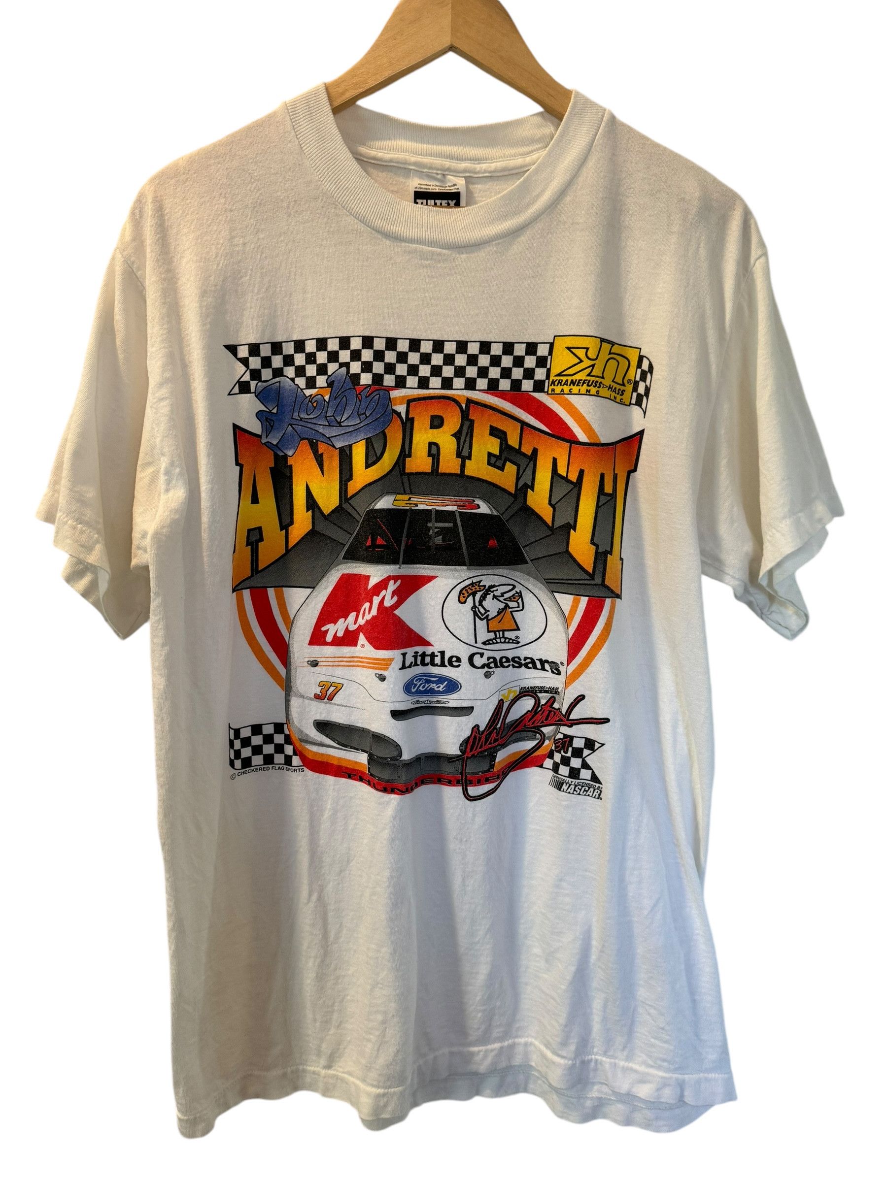 NASCAR Vintage 90s John Andretti NASCAR T-shirt Size US L / EU 52-54 / 3 - 1 Thumbnail