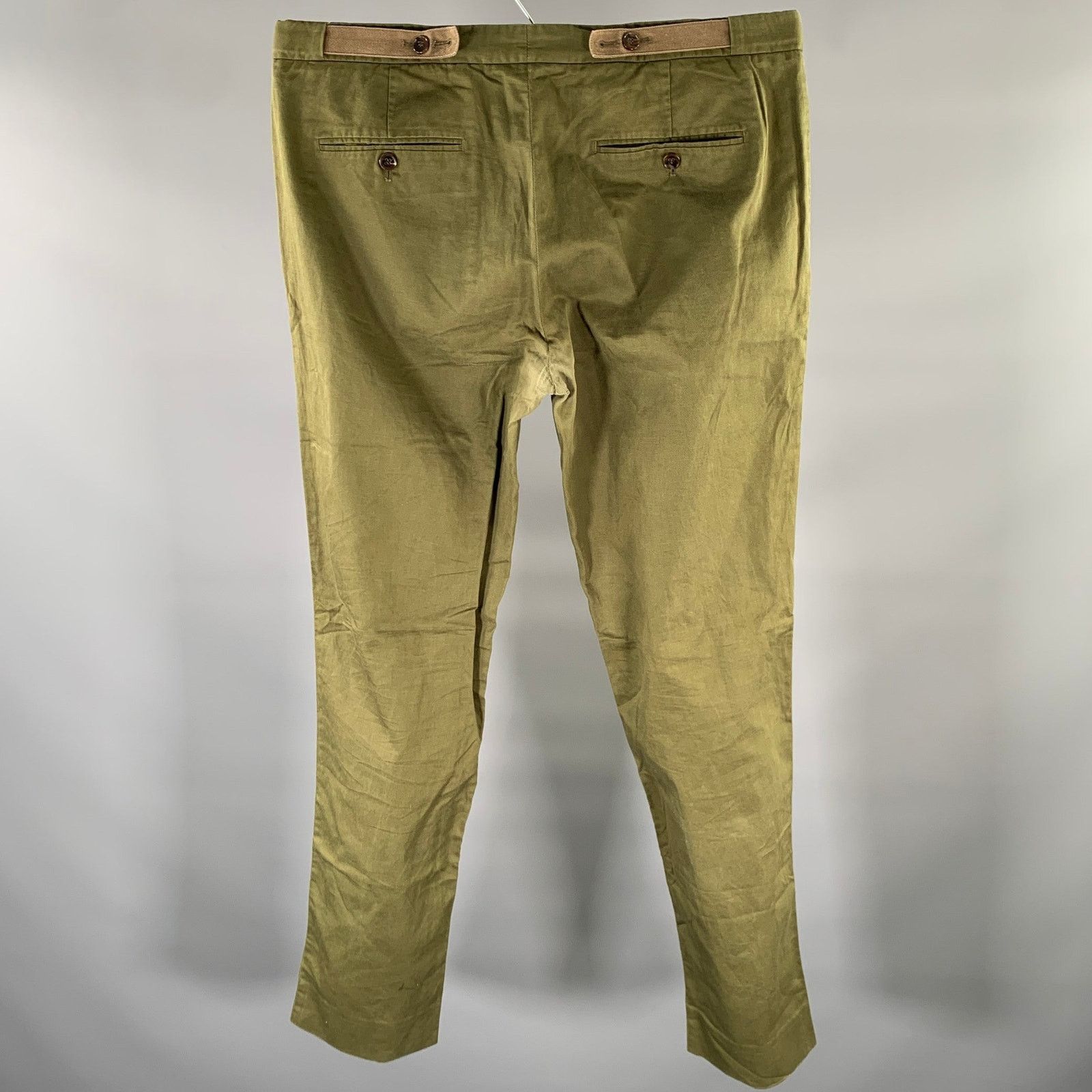 Maison Margiela MAISON MARGIELA Size 36 Green Olive Twill Cotton Linen Pant Size US 36 / EU 52 - 3 Thumbnail