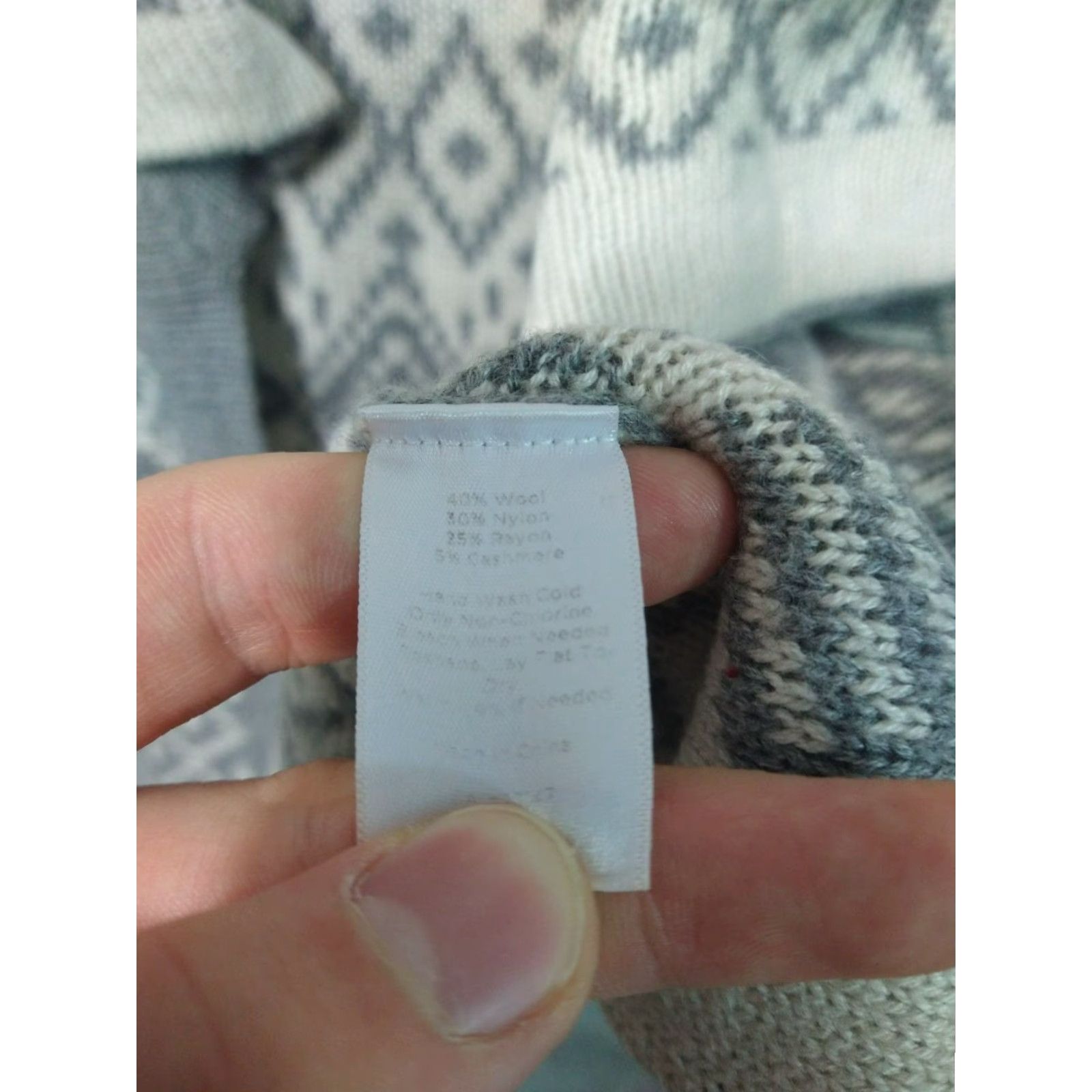 Talbots Talbots Cardigan Sweater Women Large Petite Open Front Aztec Gray Wool Cashmere Blend Knit Style: Tight-Knit Size L / US 10 / IT 46 - 6 Thumbnail