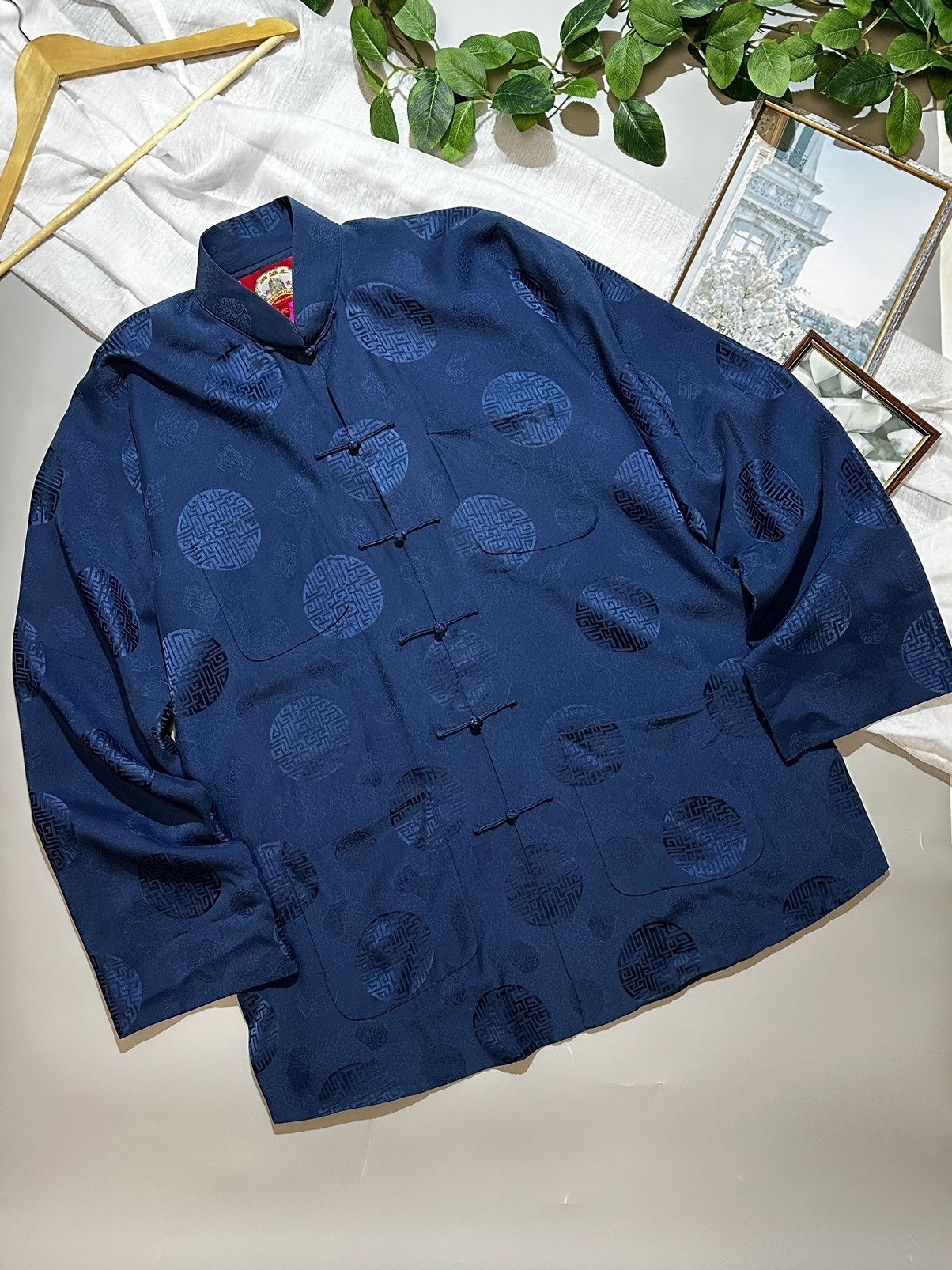 Shanghai Tang Silk Tang Jacket - Navy with Fuchsia Lining