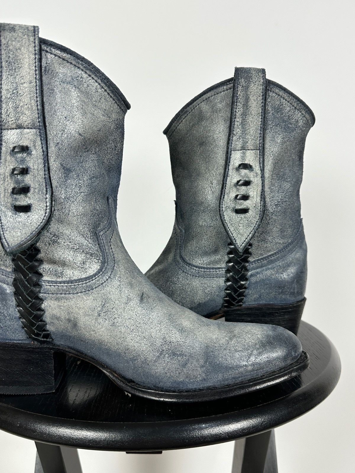 Sendra Sendra Dr.Adams Blue Leather Cowboy Biker Ankle Boots Size US 6 / IT 36 - 20 Thumbnail