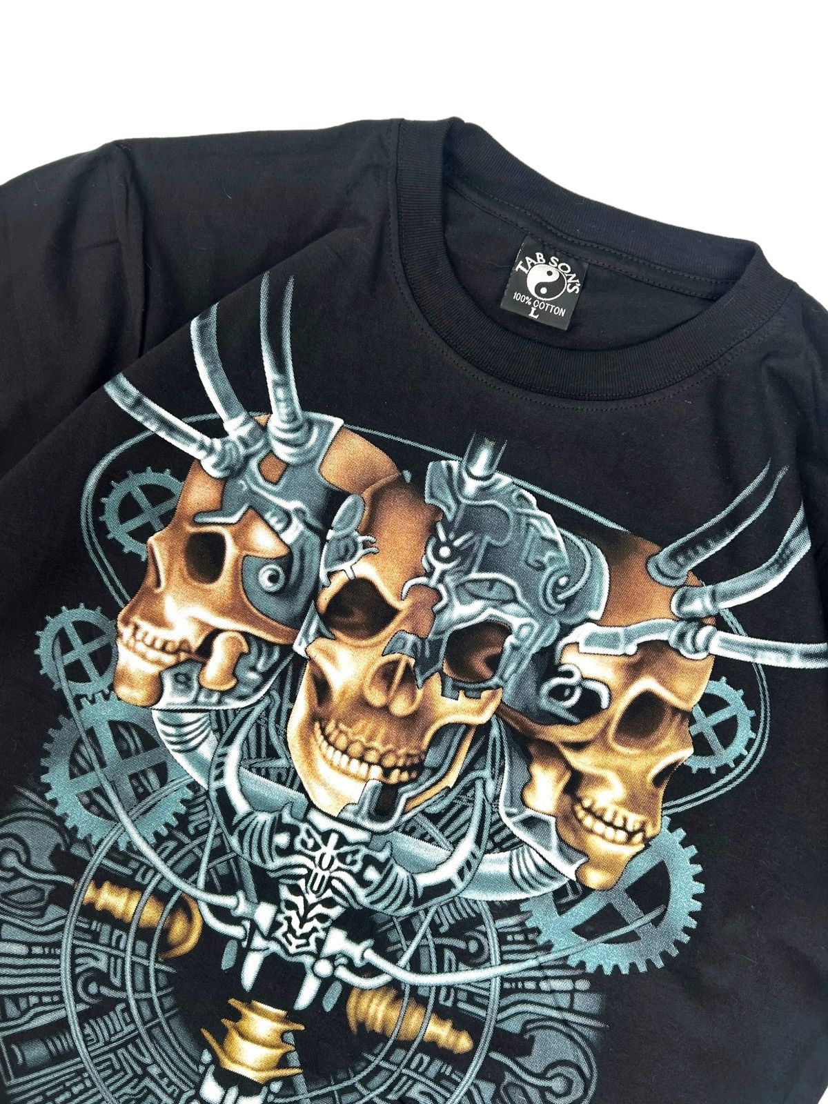Vintage Gothic Rock Skull Skeleton Black tee Size US L / EU 52-54 / 3 - 3 Thumbnail