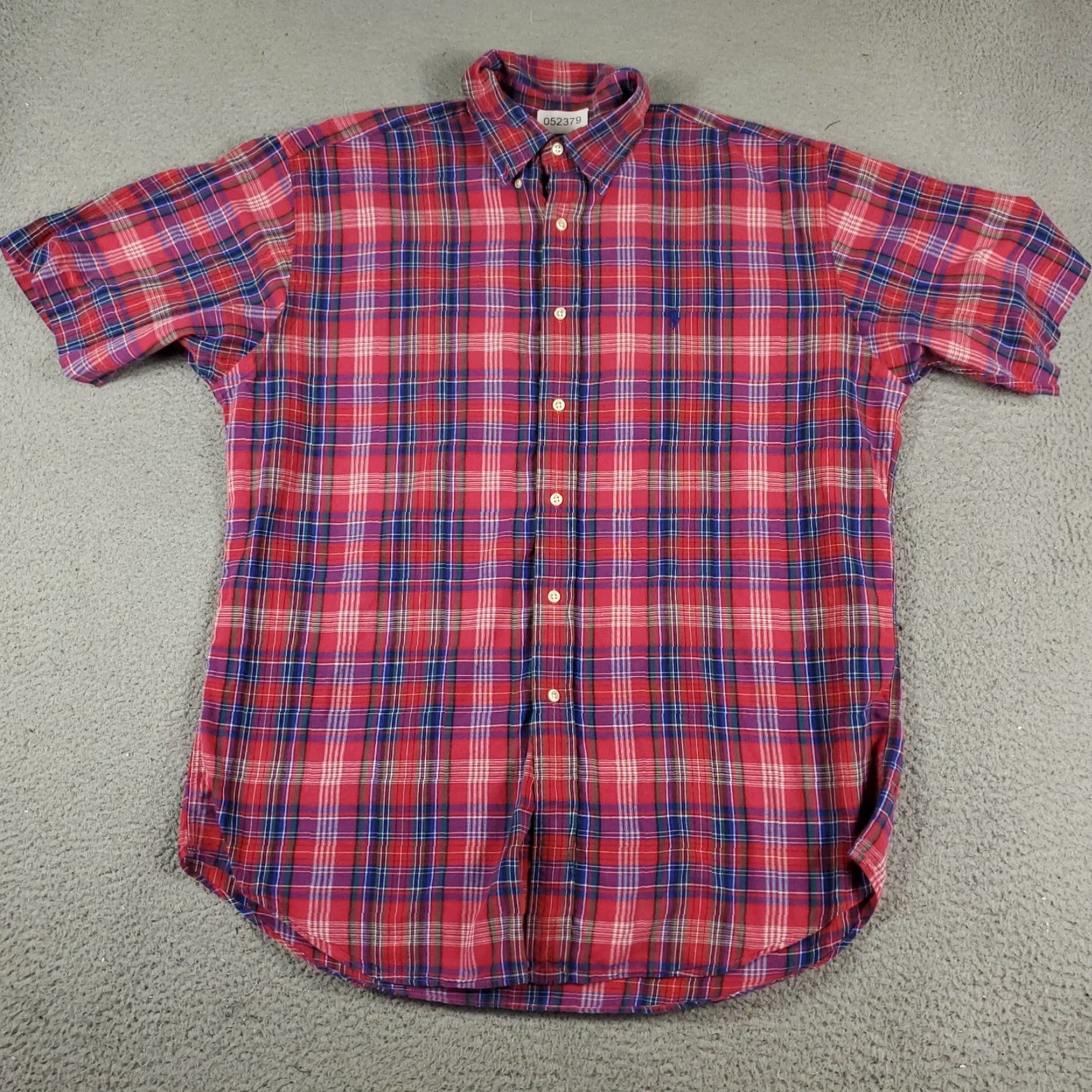 Ralph Lauren Ralph Lauren Shirt Mens Large Red Blue Plaid Button-Up Short Sleeve Cotton Casual Modern Size US L / EU 52-54 / 3 - 3 Thumbnail