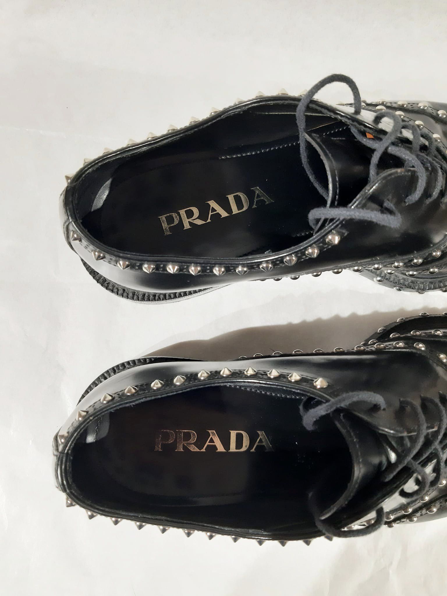 Prada FW 2009 Runway Studded Leather Derby Shoes Size US 7.5 / EU 40-41 - 10 Thumbnail