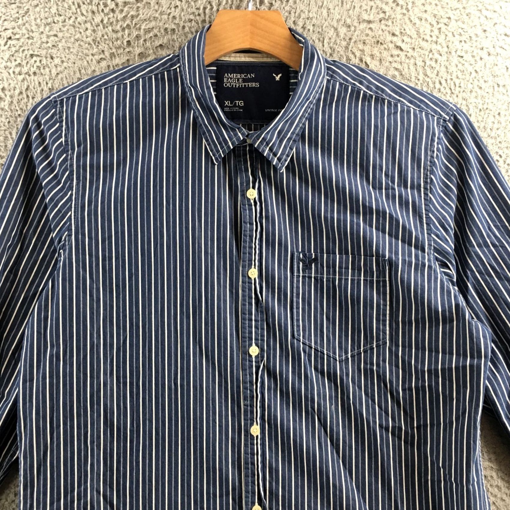 American Eagle Outfitters American Eagle Outfitters Button Up Shirt Mens XL Blue White Striped Vintage Fit Shirt Size US XL / EU 56 / 4 - 2 Thumbnail