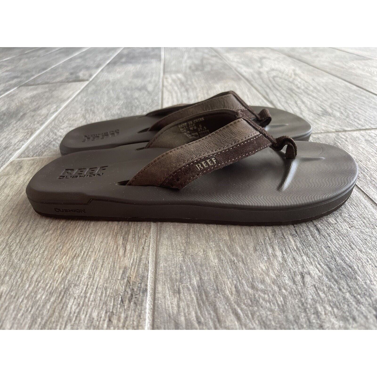 REEF Reef Mens Flip Flops Size 6 Cushion Leather Upper Size US 6 / EU 39 - 2 Thumbnail