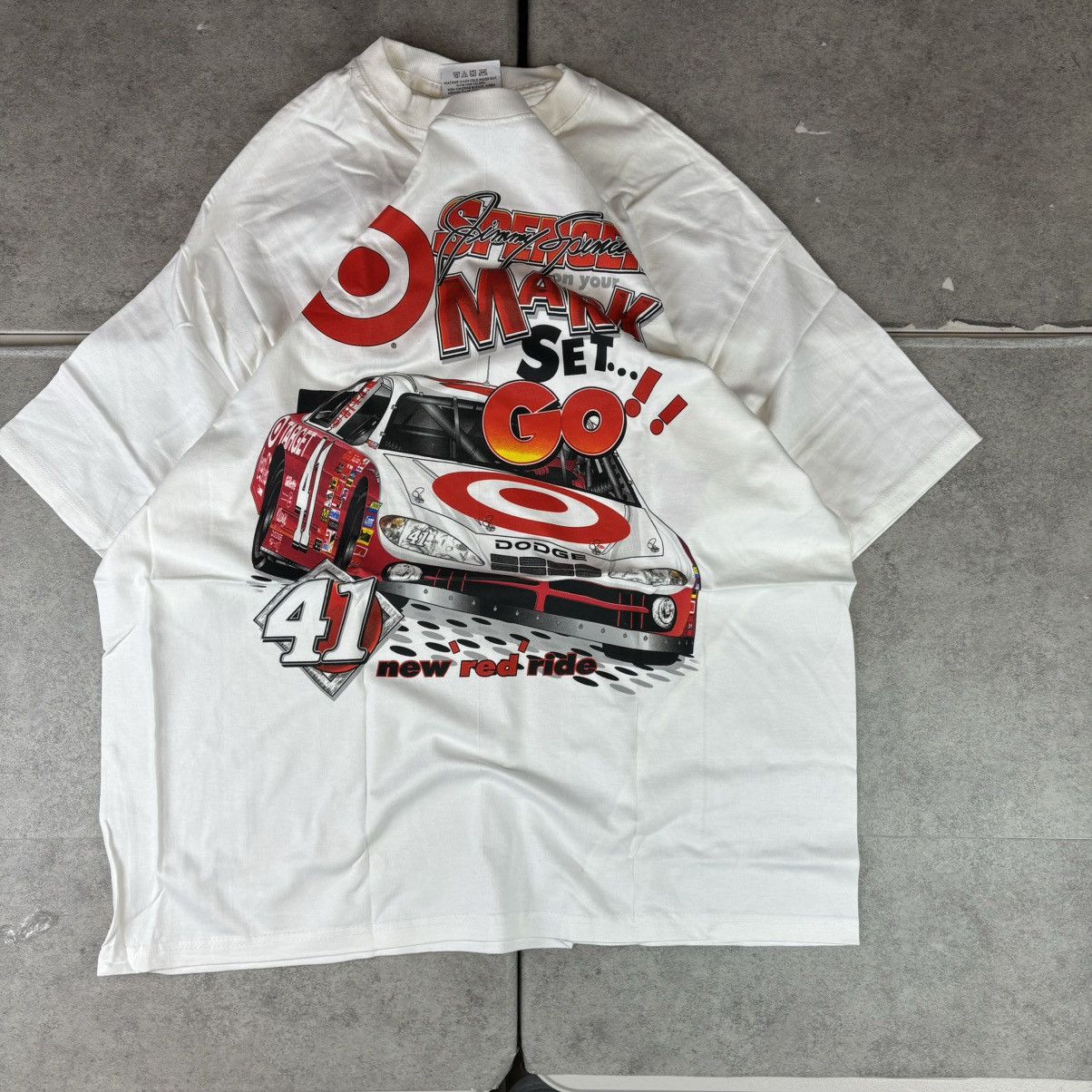 Chase Authentics Vintage 2002 Jimmy Spencer Nascar Target Racing White TShirt Size US L / EU 52-54 / 3 - 1 Thumbnail