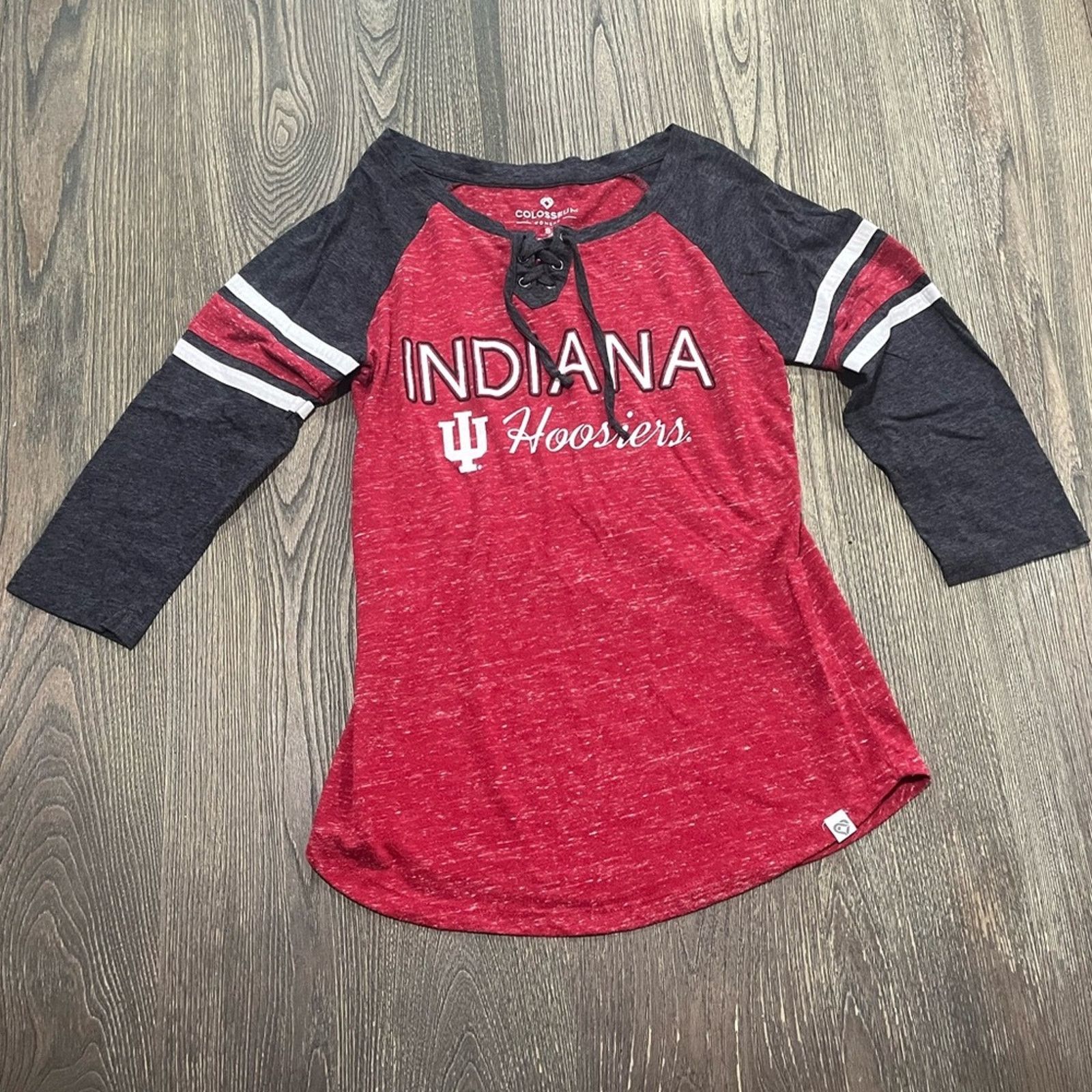 Vintage Colosseum Indiana Hoosiers Lace-Up T-Shirt Size S Size S / US 4 / IT 40 - 1 Thumbnail