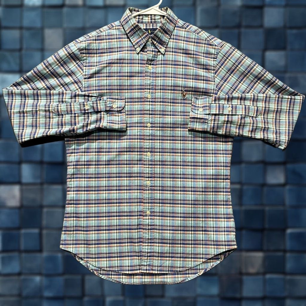 Ralph Lauren Ralph Lauren Shirt Mens M Light Blue Plaid Slim Fit Stretch Oxford Long Sleeve Size US M / EU 48-50 / 2 - 1 Thumbnail