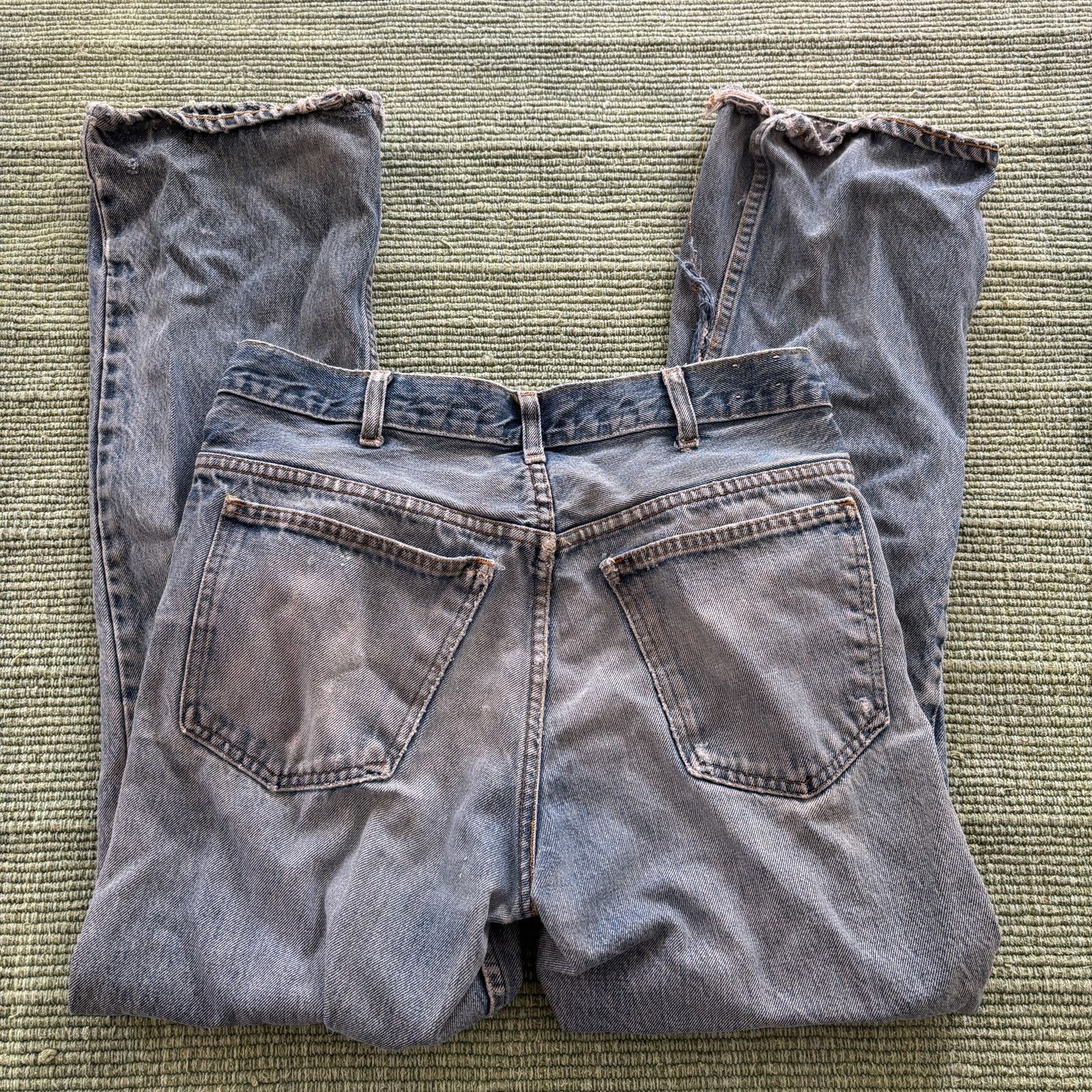 Vintage 1970s Plain Pockets Distressed Blue Jeans Sz 32x30 Size 32" / US 10 / IT 46 - 2 Thumbnail