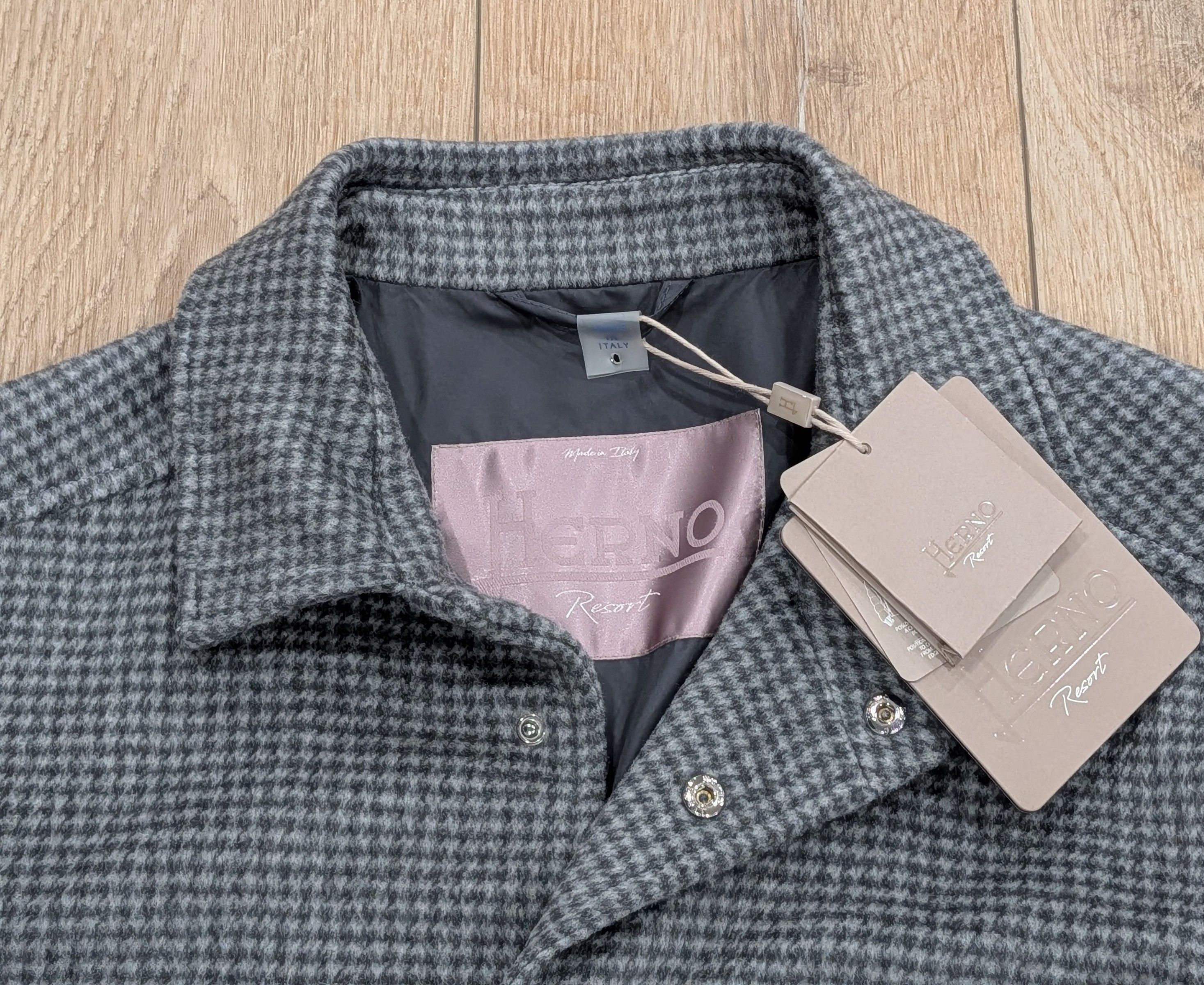 Herno HERNO Houndstooth Cashmere Shirt Jacket Pearl Gray 56 US 46 Size US XL / EU 56 / 4 - 2 Thumbnail