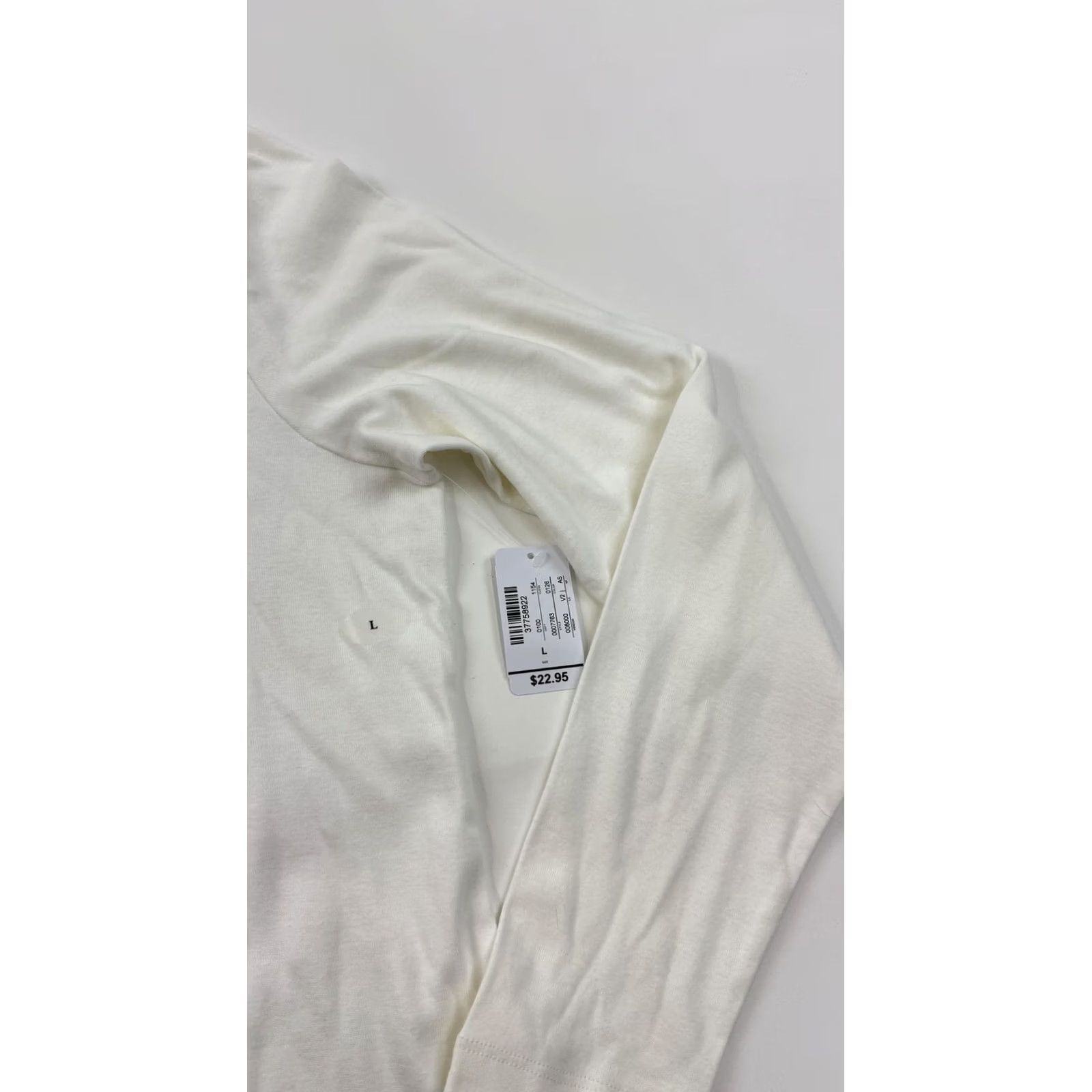 Vintage CJ Banks Shirt Womens Large White Cotton Mock Neck Long Sleeve Basic Tee Top Size L / US 10 / IT 46 - 3 Thumbnail