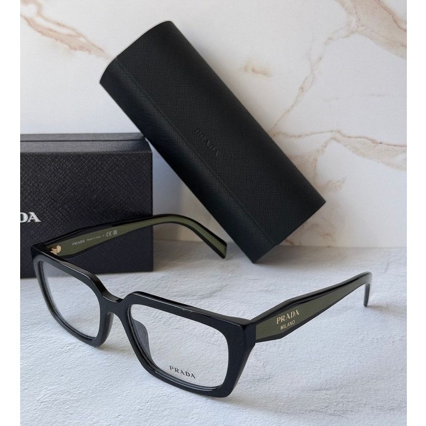 Prada NEW Prada PR D05V Black Green Rectangular Eyeglasses Frames Size ONE SIZE - 4 Thumbnail