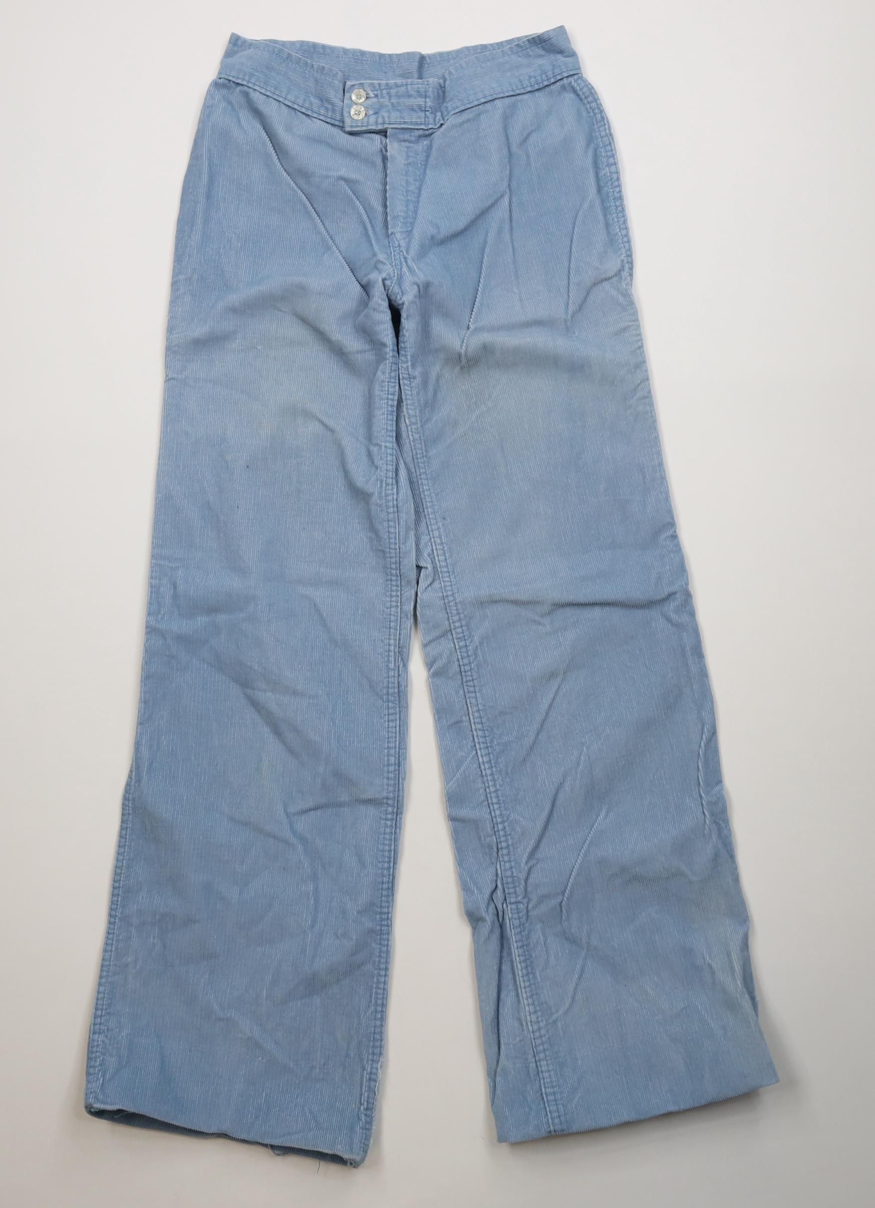 Vintage Vintage 70s Streetwear Corduroy Bell Bottoms Pants Blue USA Size 28" / US 6 / IT 42 - 1 Thumbnail